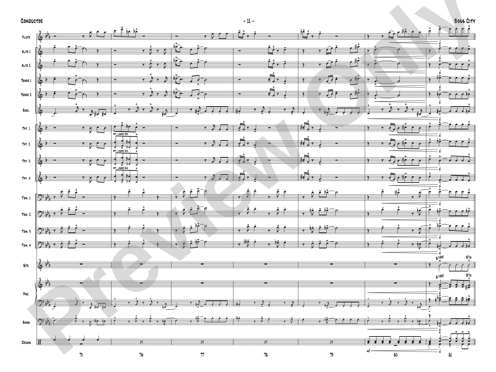 Boss City: Jazz Ensemble Conductor Score & Parts