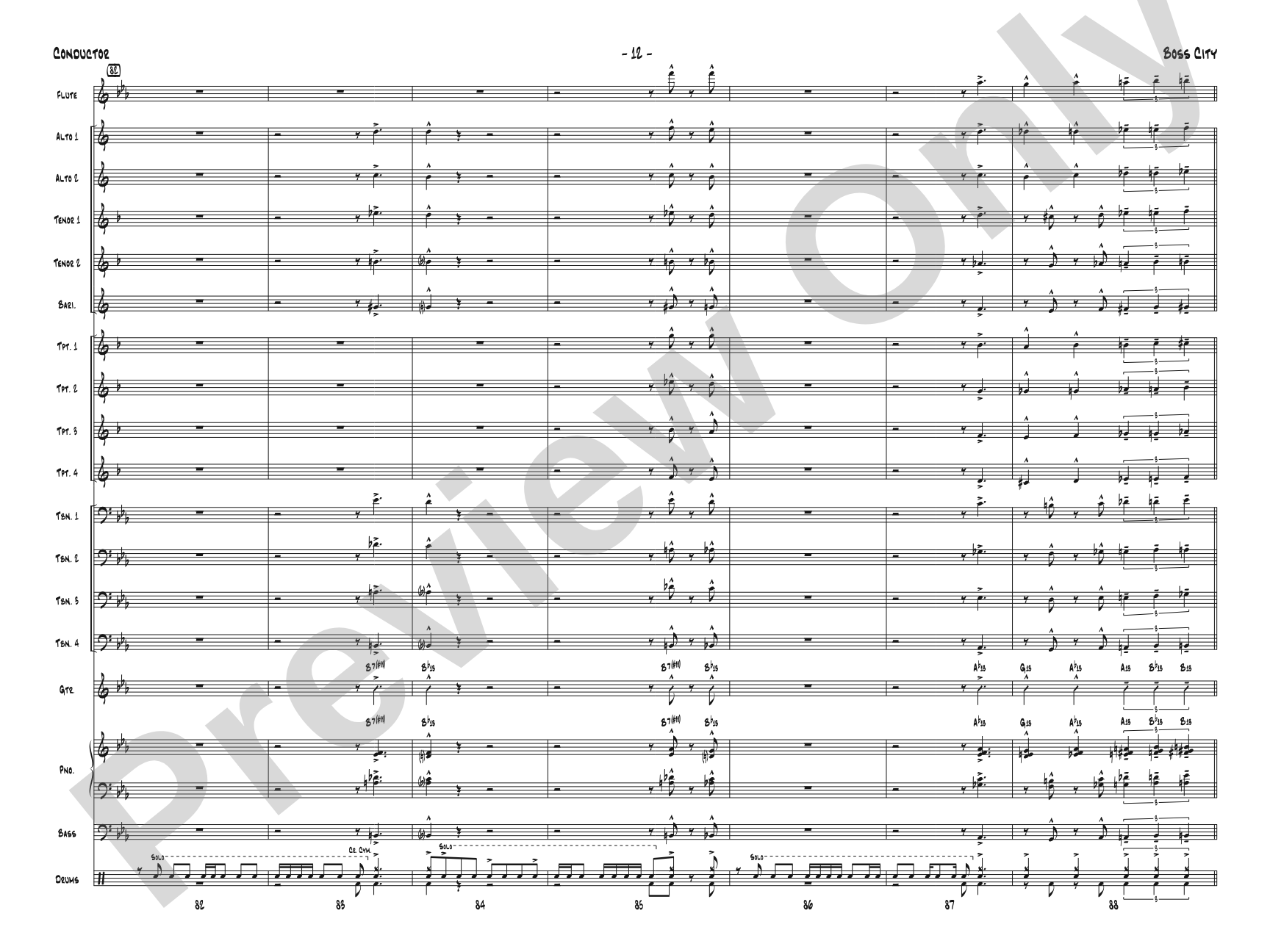 Boss City: Jazz Ensemble Conductor Score & Parts