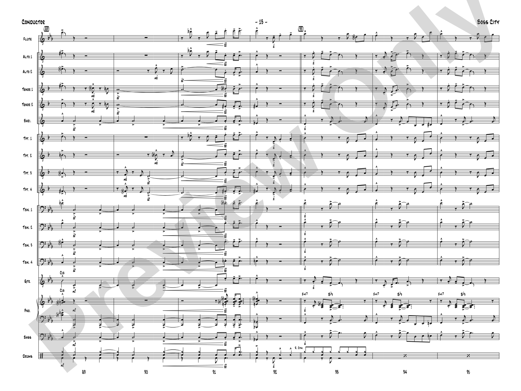Boss City: Jazz Ensemble Conductor Score & Parts