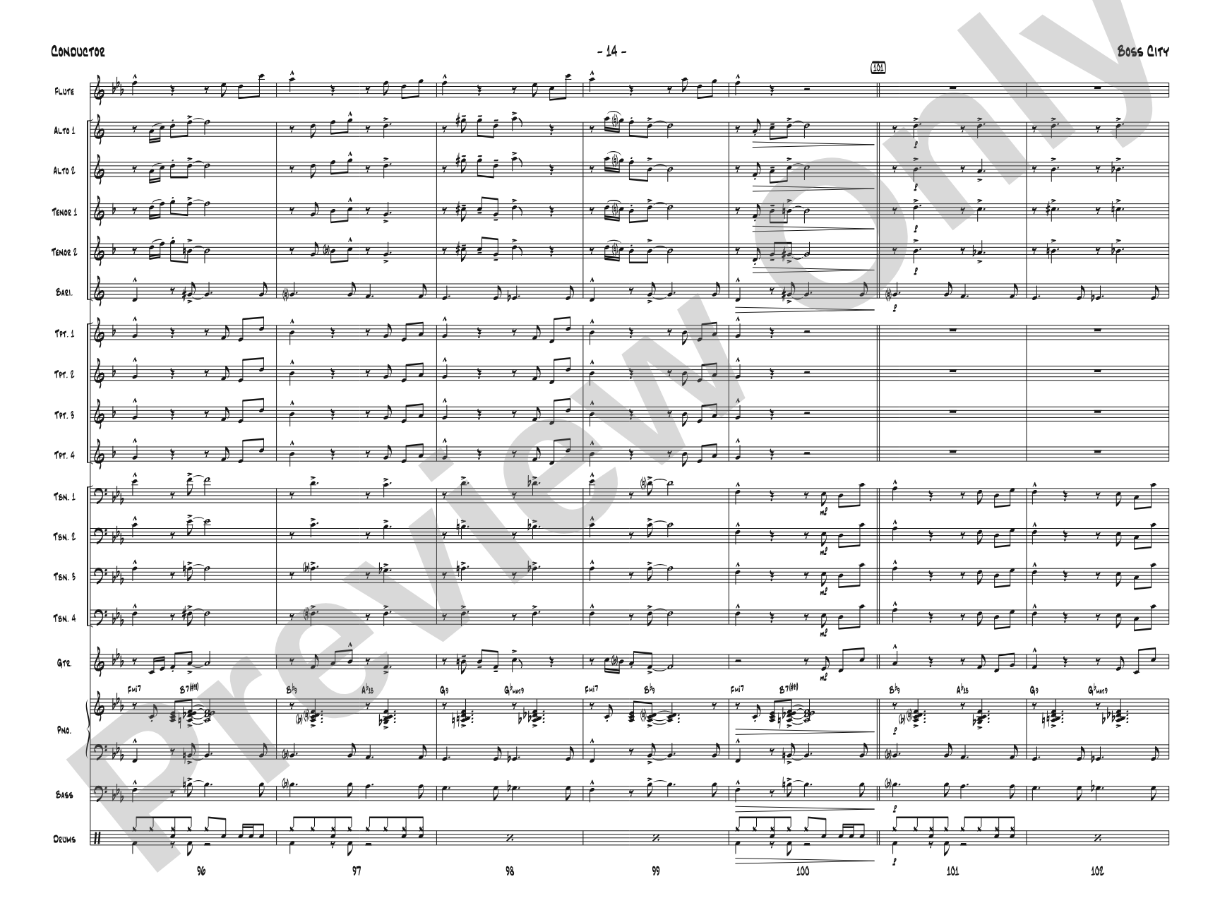 Boss City: Jazz Ensemble Conductor Score & Parts