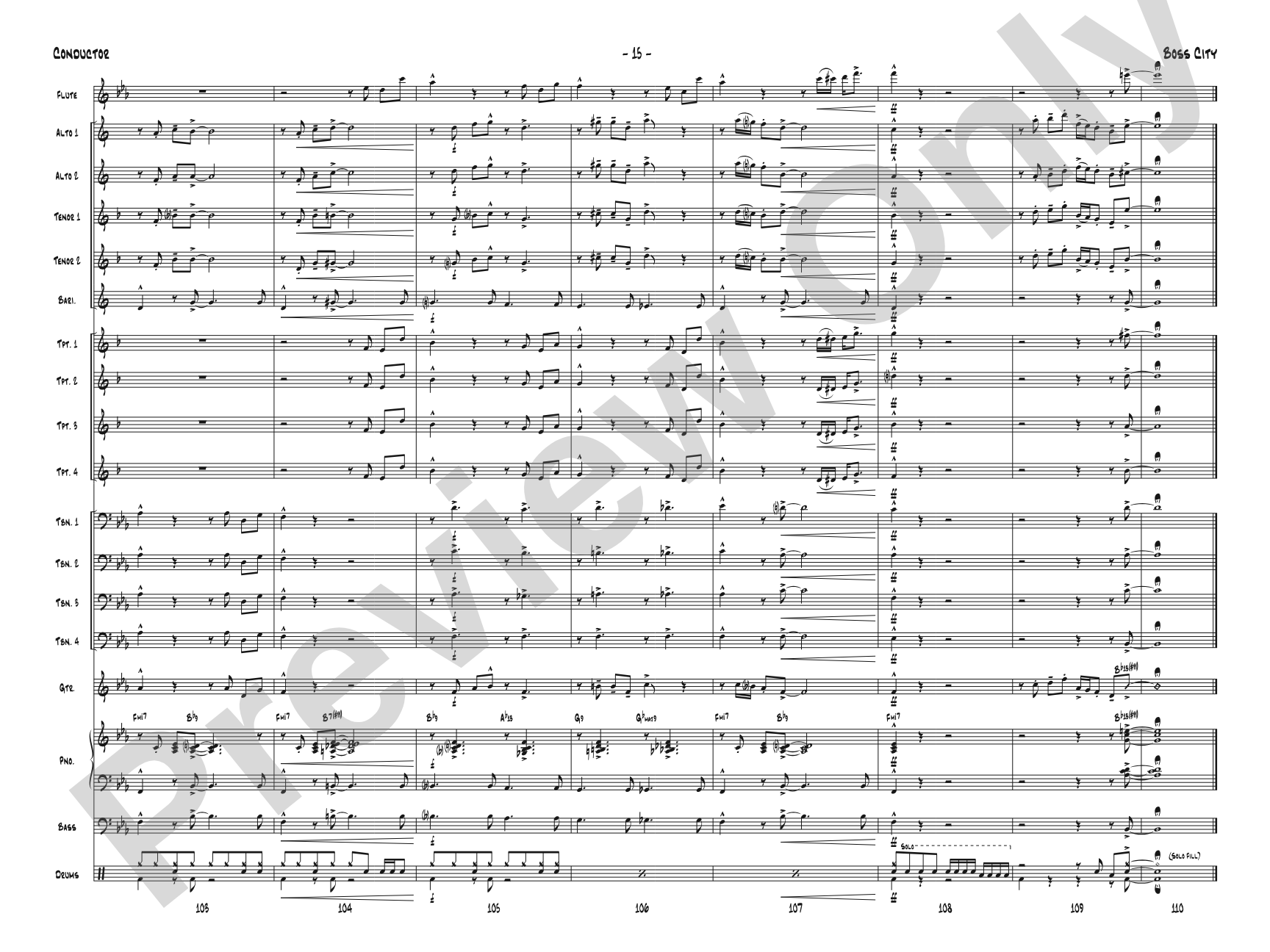 Boss City: Jazz Ensemble Conductor Score & Parts