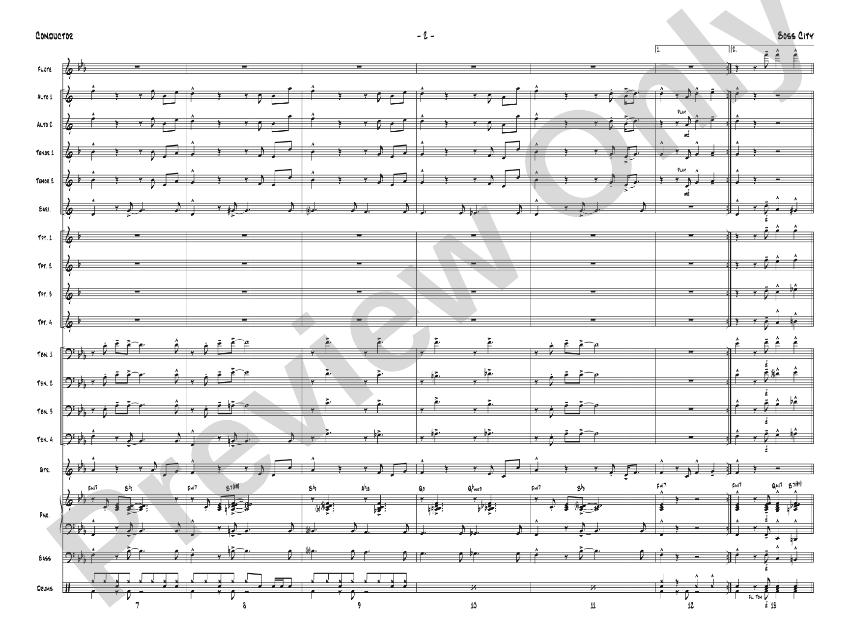Boss City: Jazz Ensemble Conductor Score & Parts