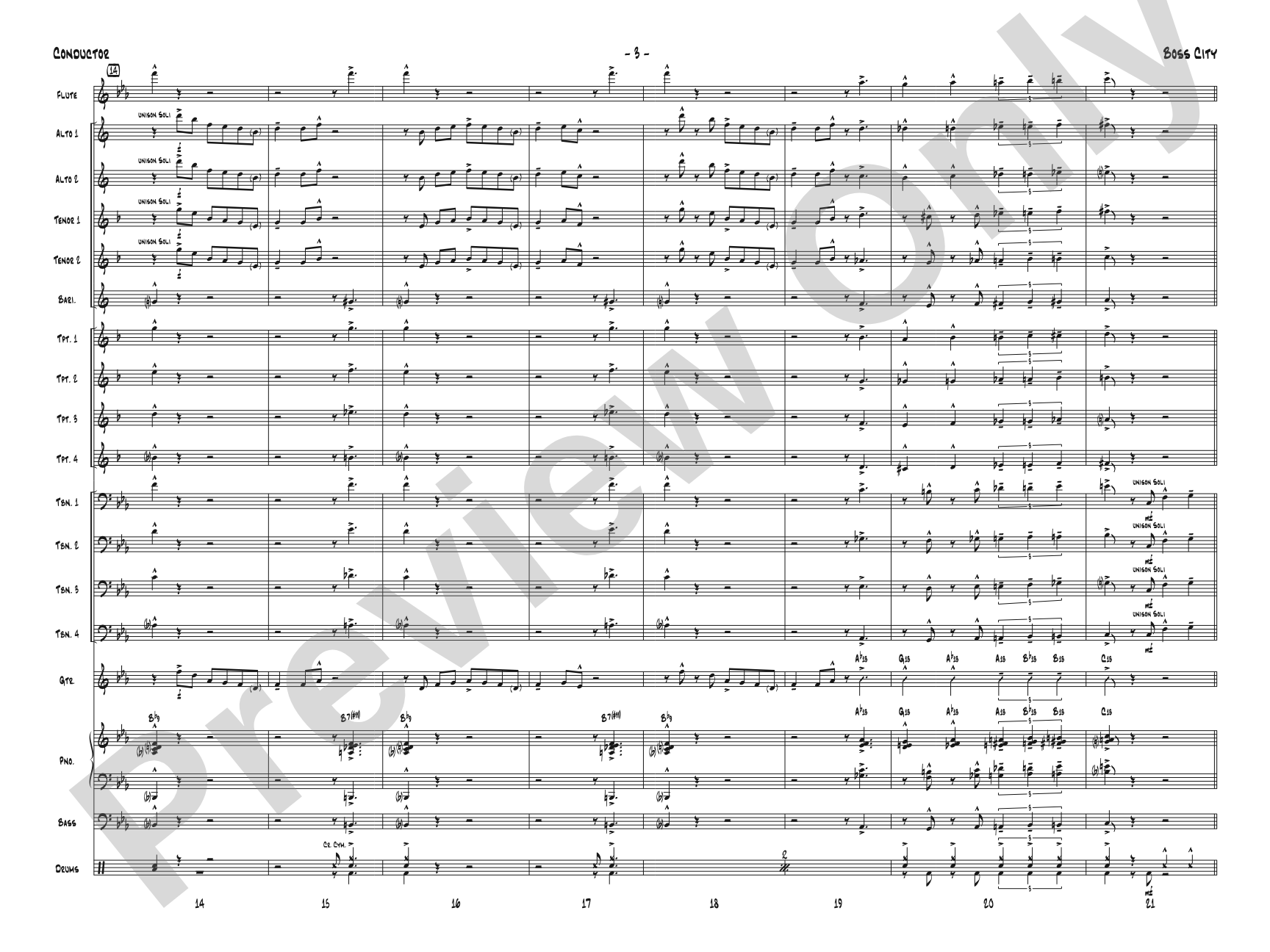 Boss City: Jazz Ensemble Conductor Score & Parts