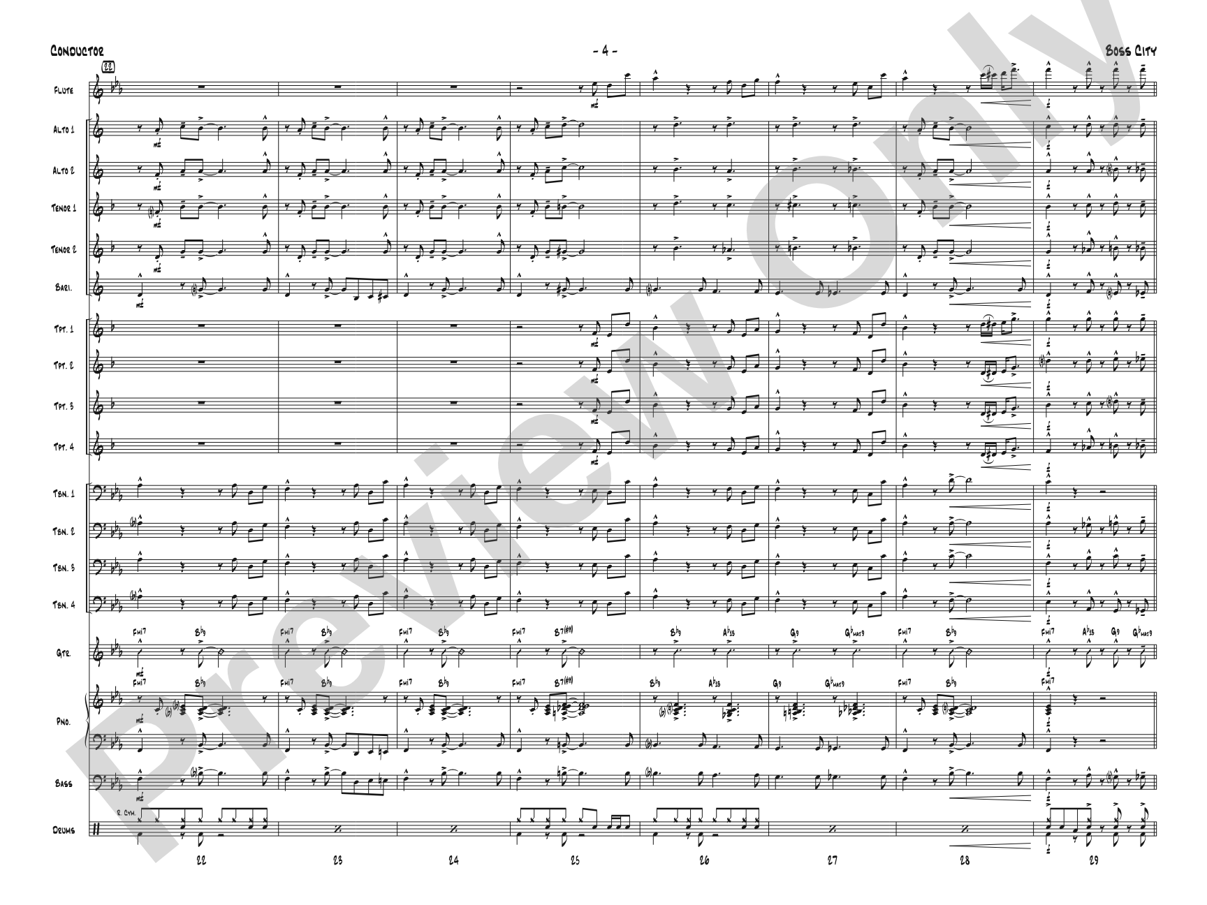 Boss City: Jazz Ensemble Conductor Score & Parts