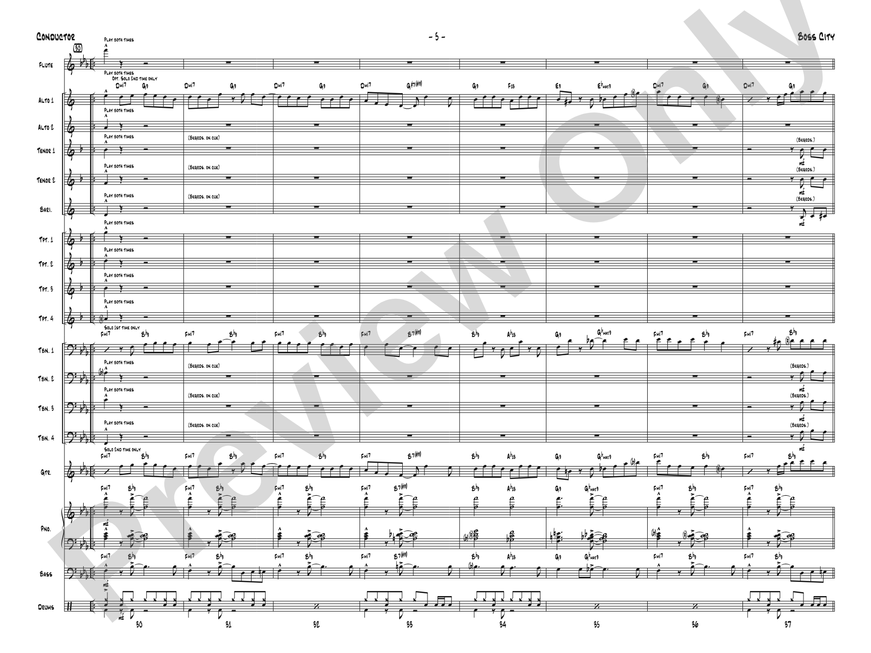 Boss City: Jazz Ensemble Conductor Score & Parts