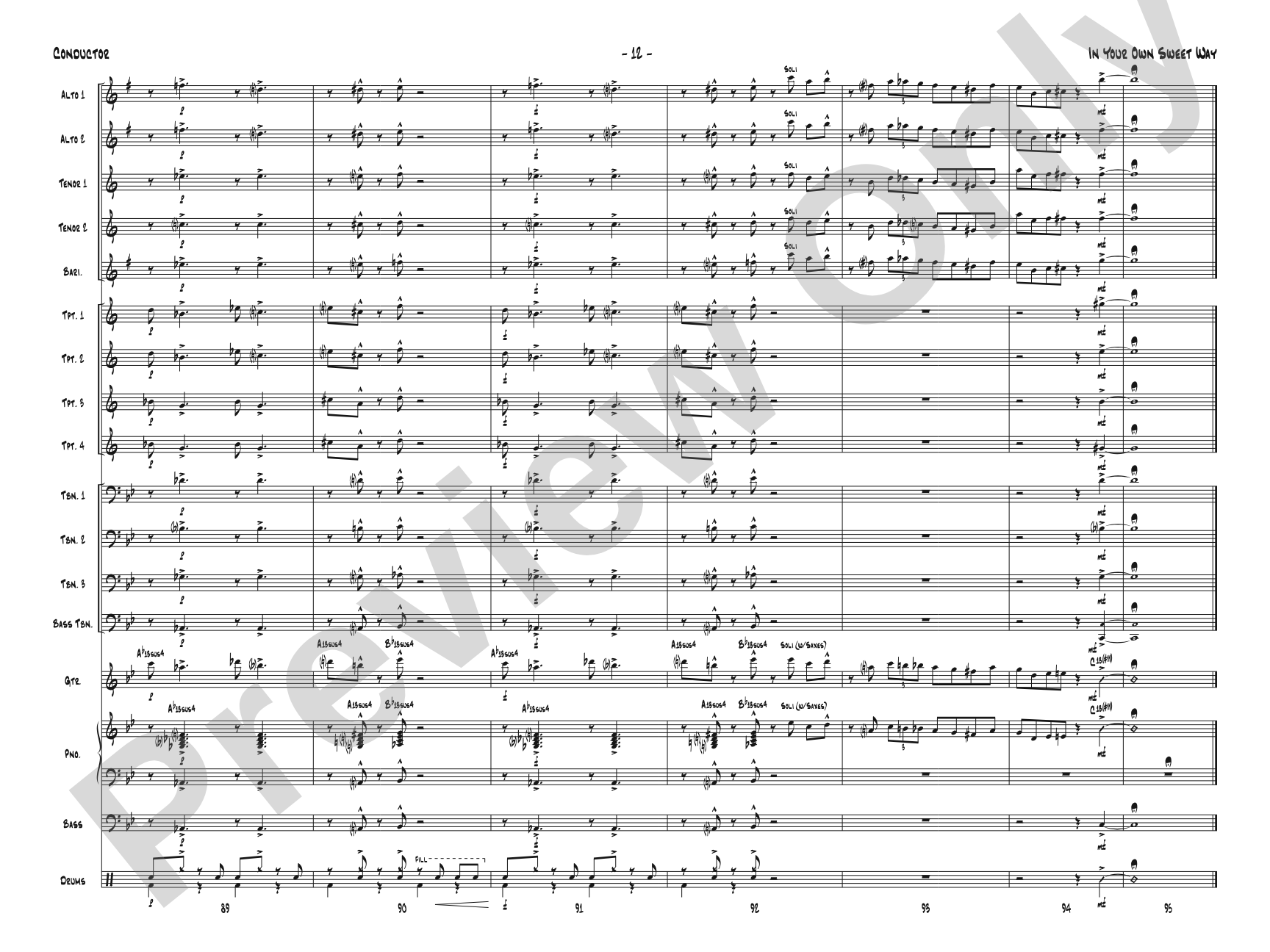 In Your Own Sweet Way: Score