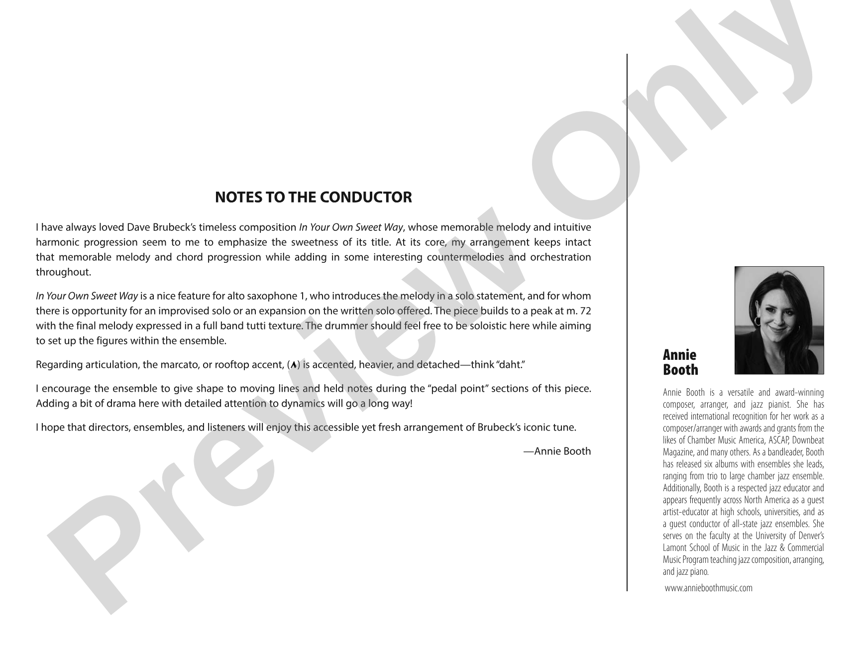 In Your Own Sweet Way: Score