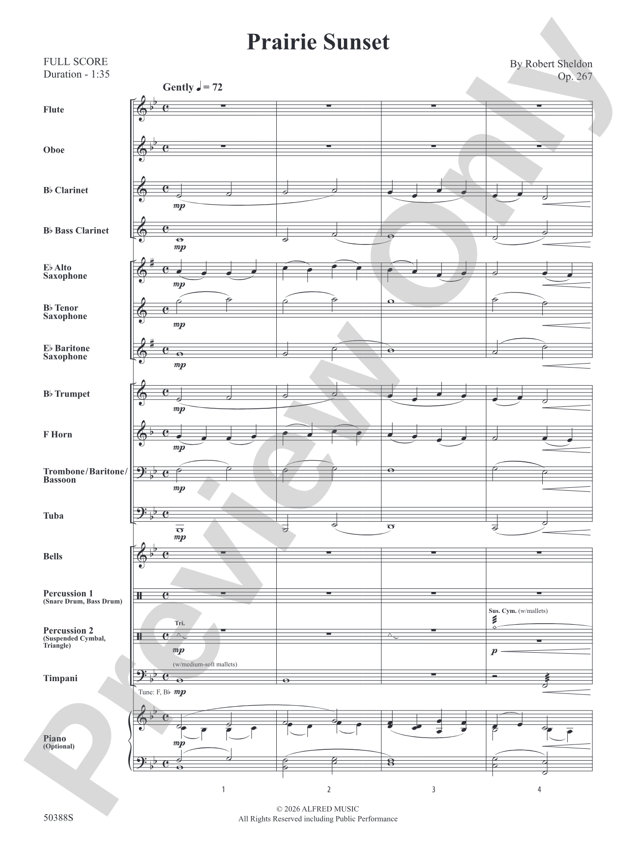 Prairie Sunset: Concert Band Conductor Score & Parts