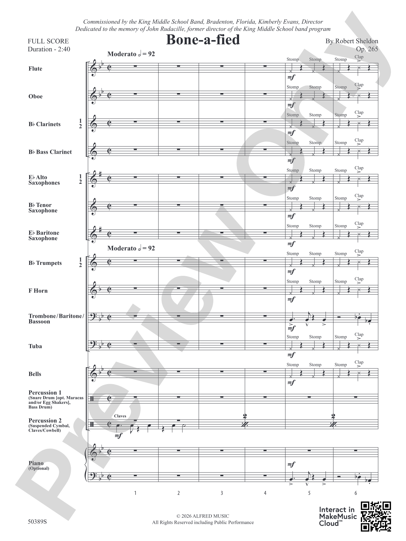 Bone-a-fied: Concert Band Conductor Score & Parts