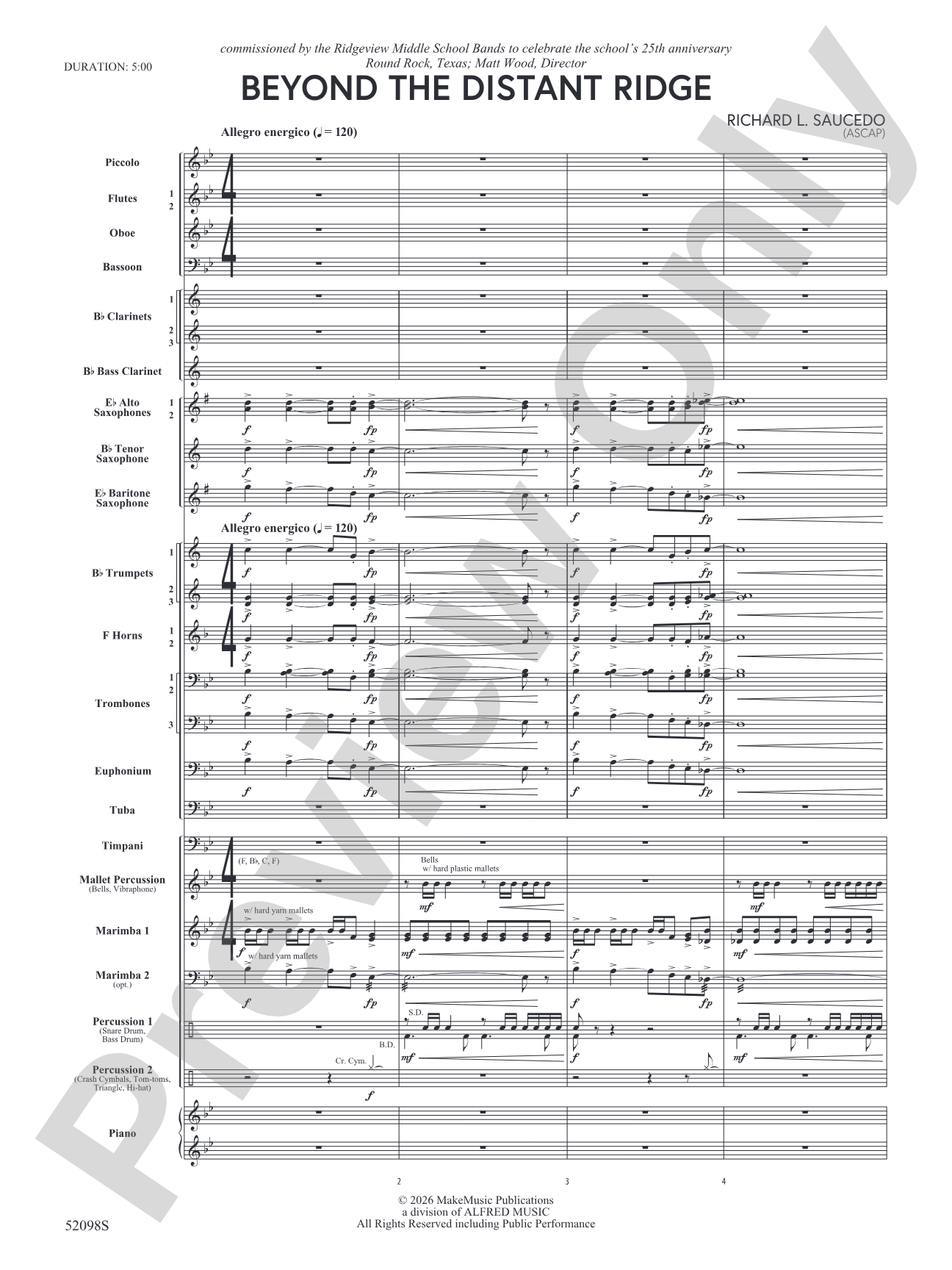 Beyond the Distant Ridge: Concert Band Conductor Score & Parts