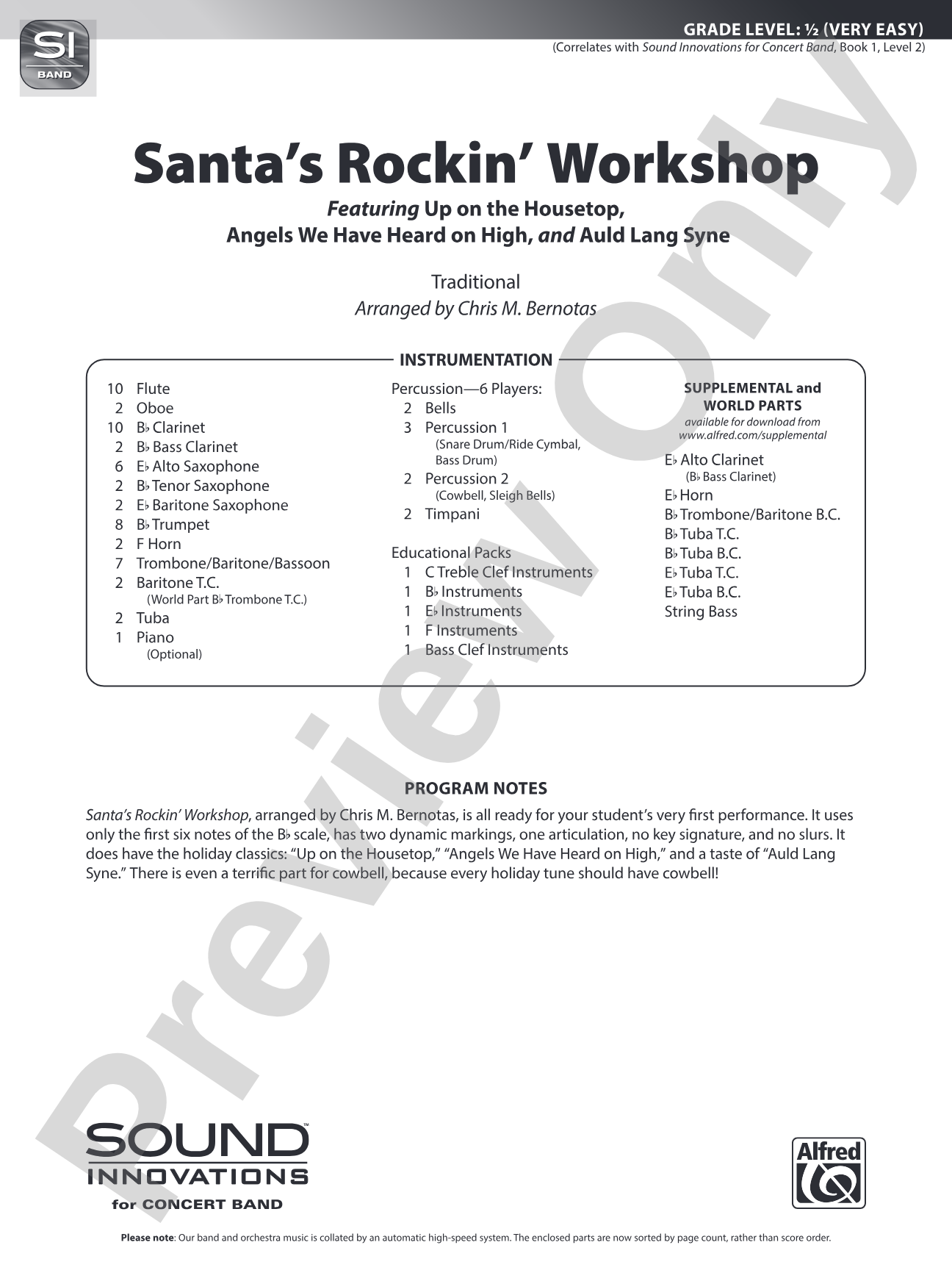 Santa's Rockin' Workshop: Concert Band Conductor Score & Parts