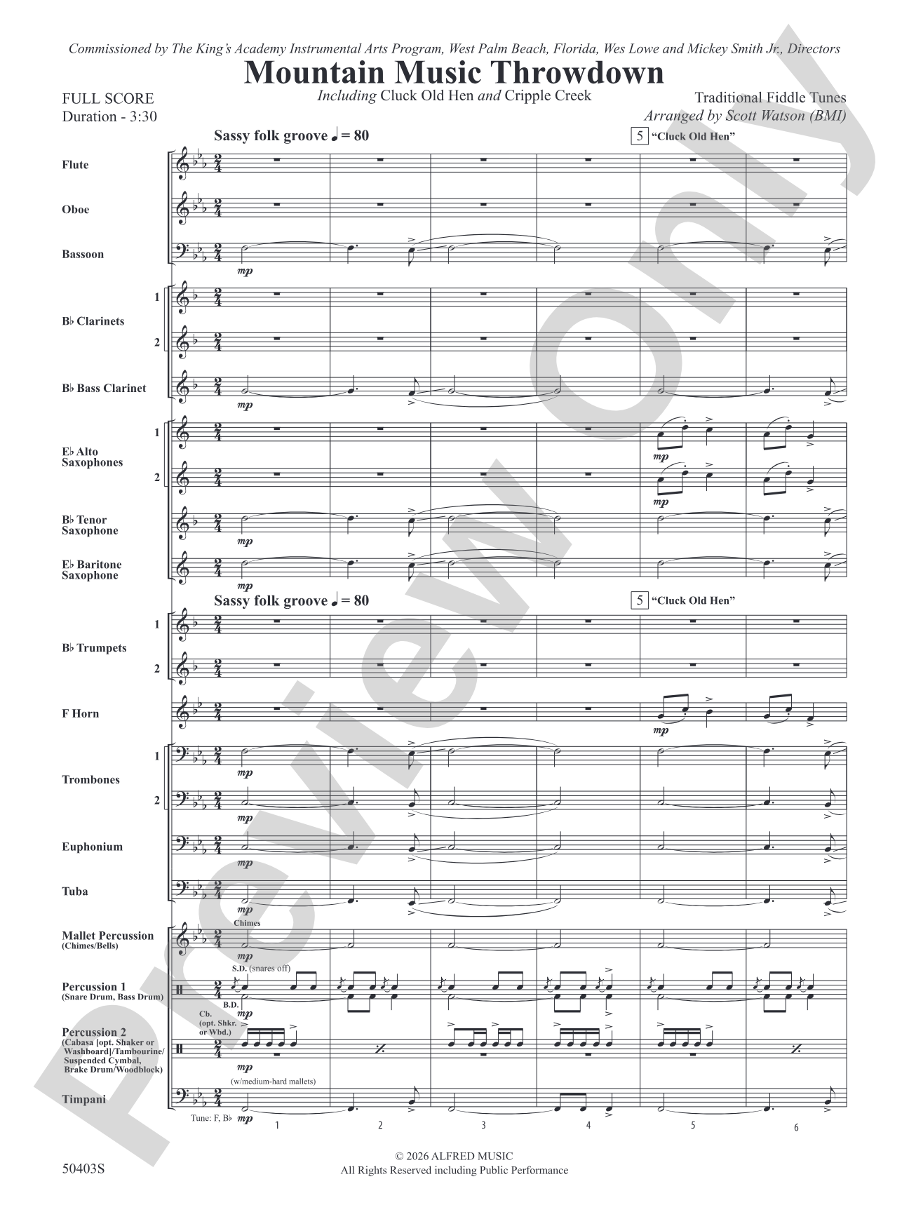 Mountain Music Throwdown: Concert Band Conductor Score & Parts