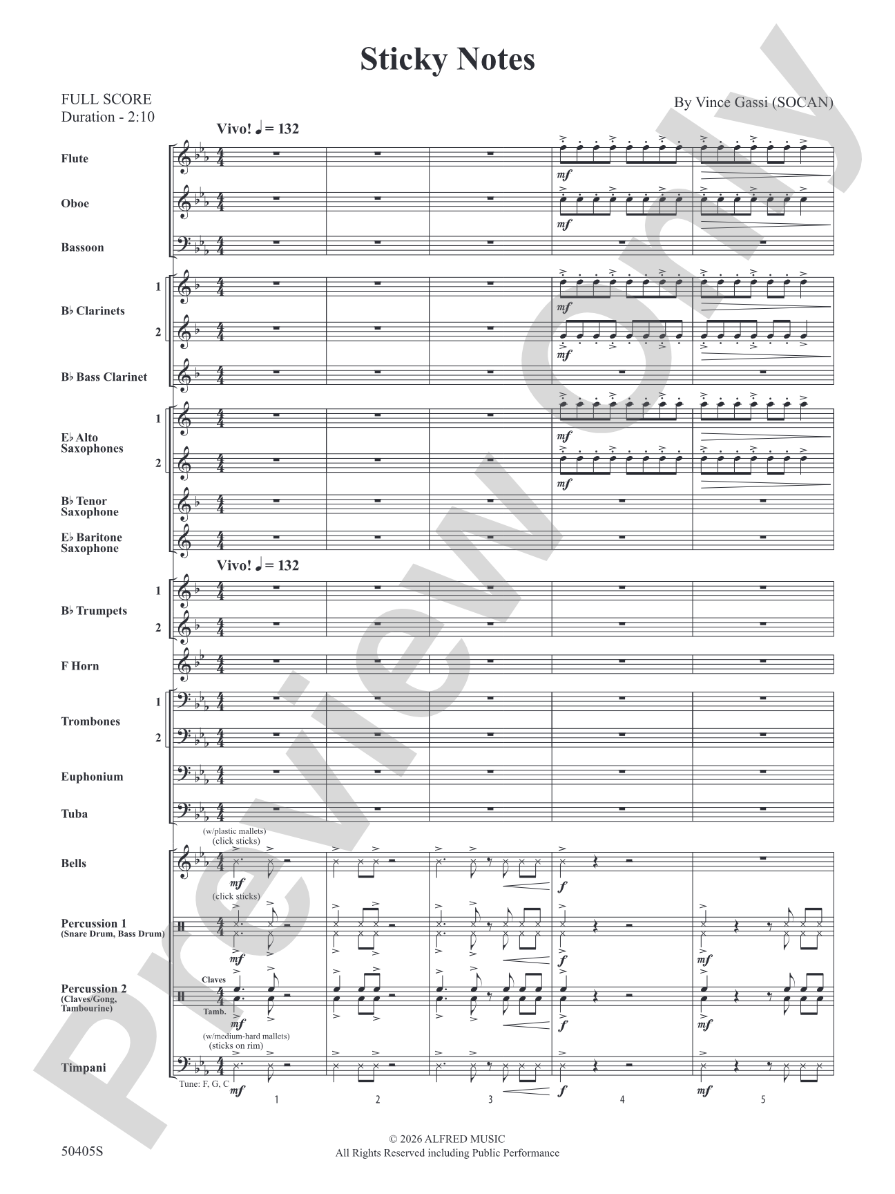 Sticky Notes: Concert Band Conductor Score & Parts