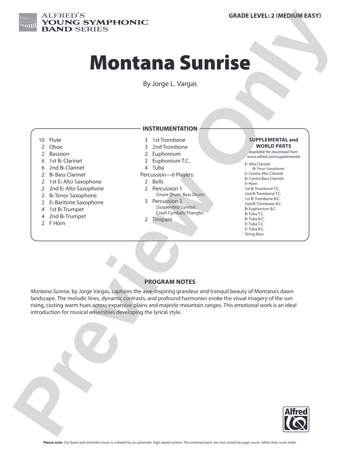 Montana Sunrise: Concert Band Conductor Score & Parts