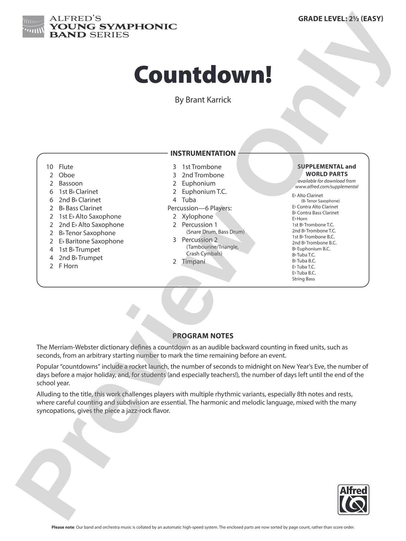 Countdown!: Concert Band Conductor Score & Parts