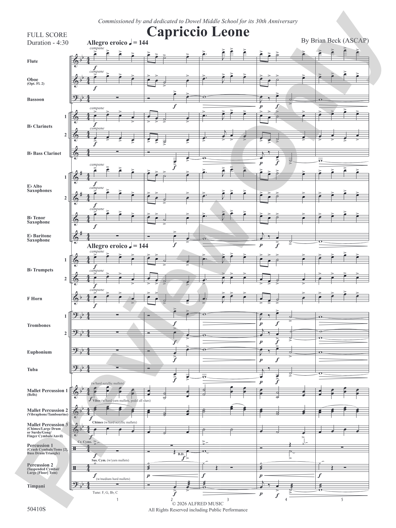 Capriccio Leone: Concert Band Conductor Score & Parts