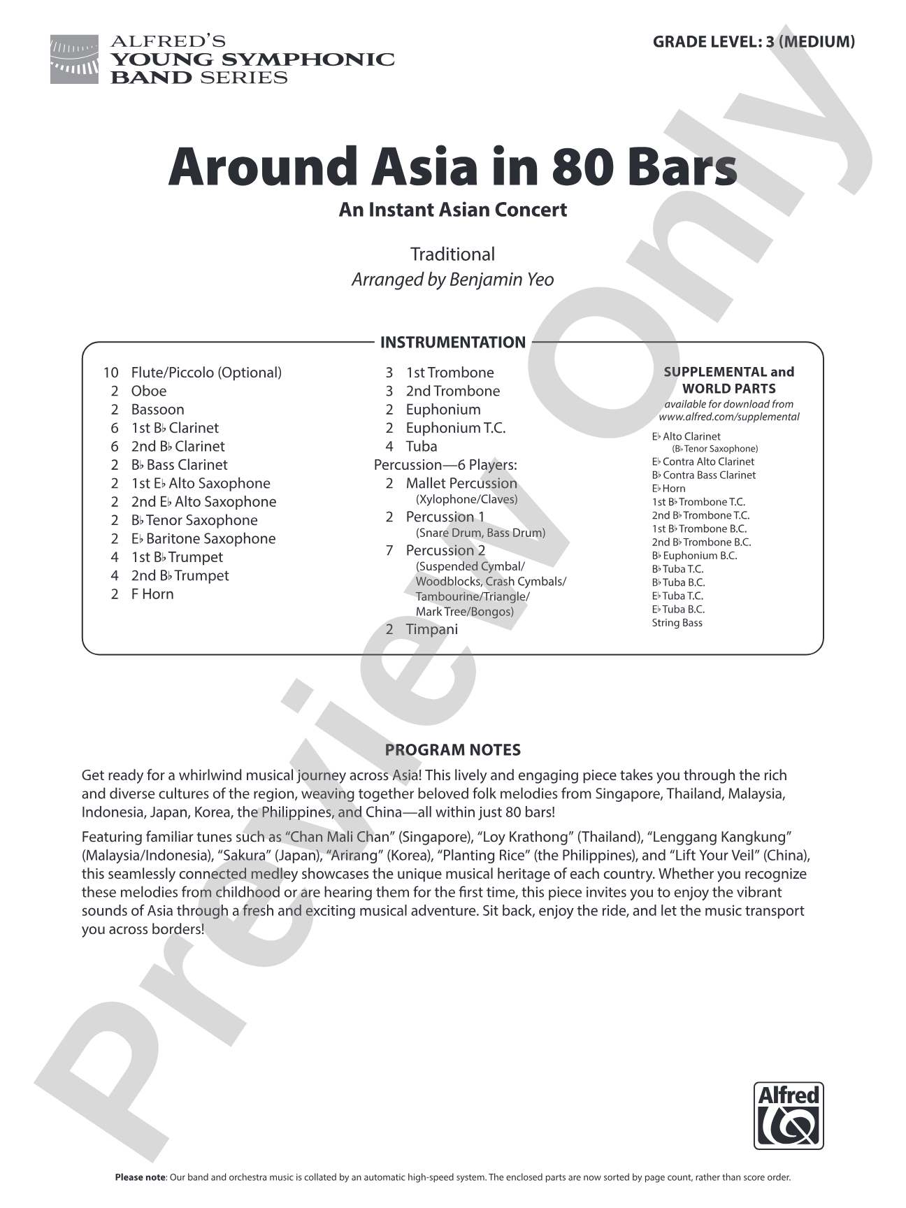 Around Asia in 80 Bars: Concert Band Conductor Score & Parts