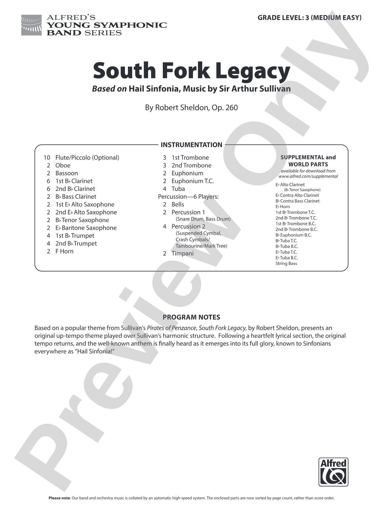South Fork Legacy: Concert Band Conductor Score & Parts