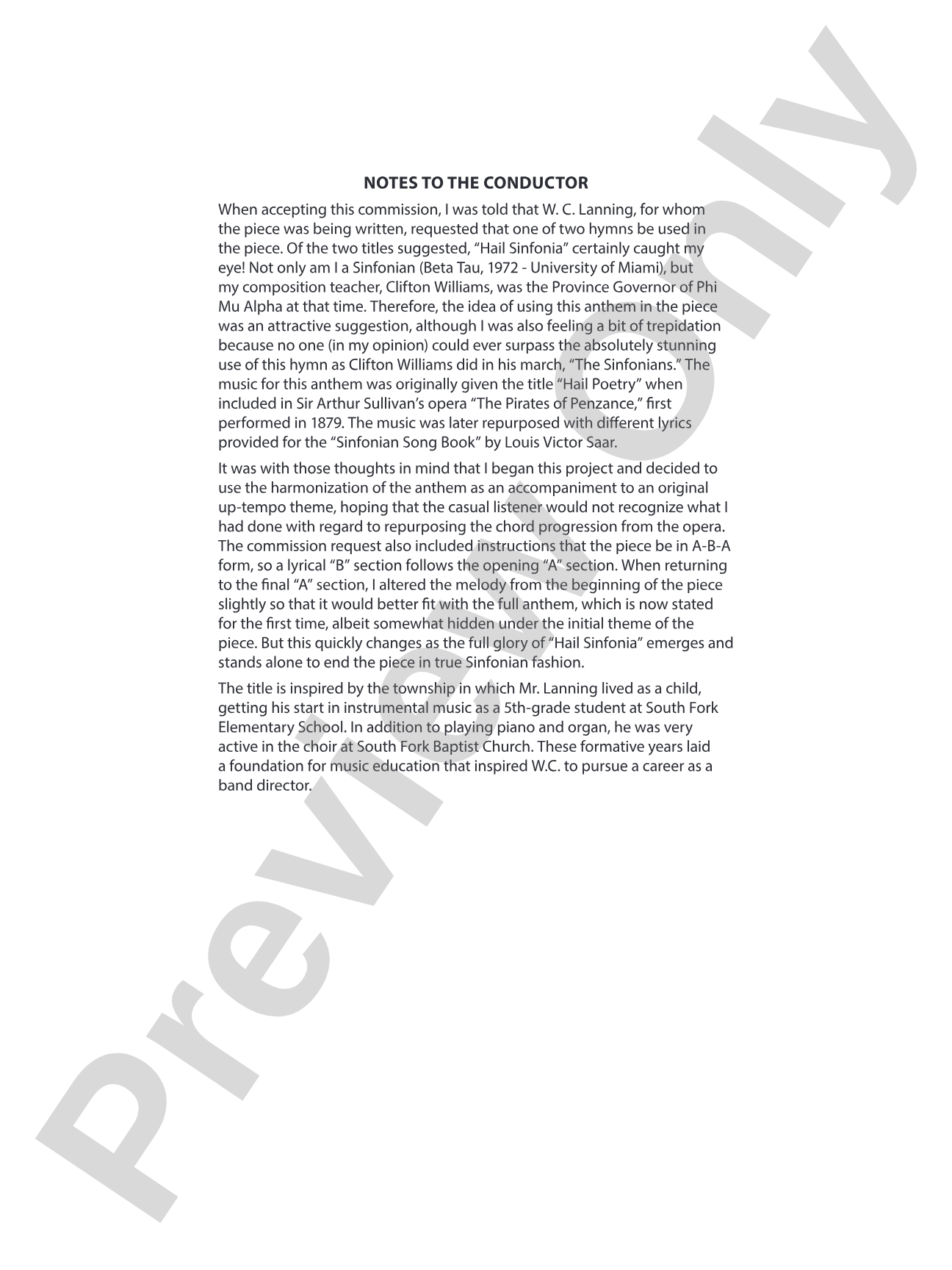 South Fork Legacy: Concert Band Conductor Score & Parts