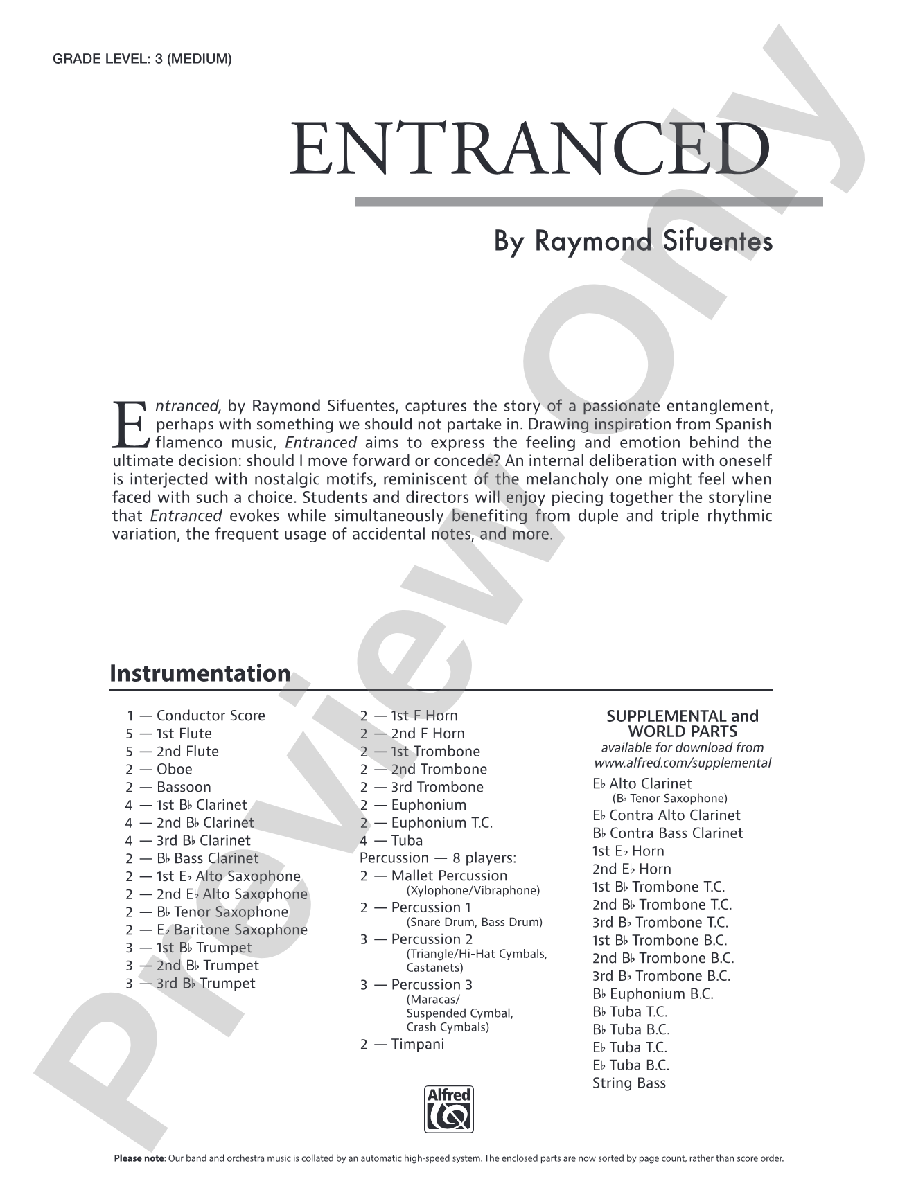 Entranced: Concert Band Conductor Score & Parts