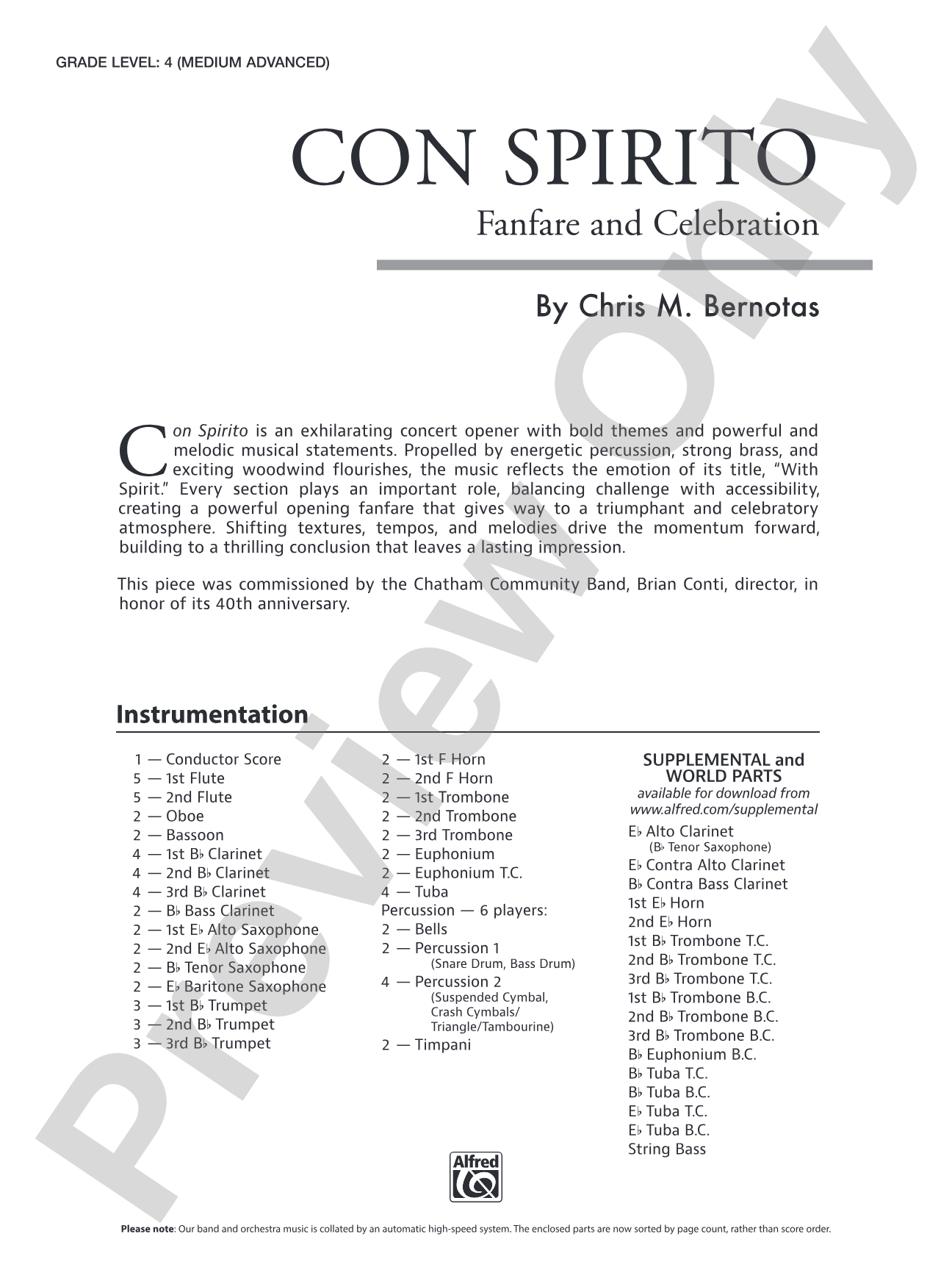 Con Spirito: Concert Band Conductor Score & Parts