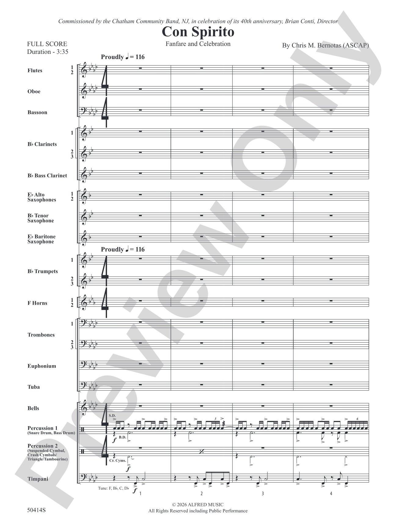 Con Spirito: Concert Band Conductor Score & Parts