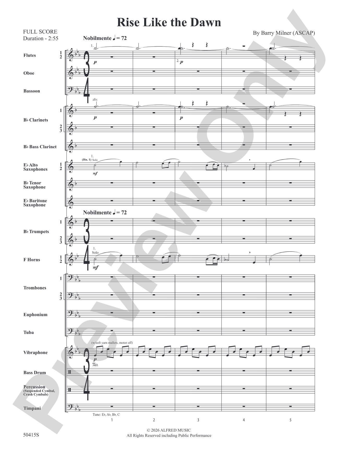 Rise Like the Dawn: Concert Band Conductor Score & Parts
