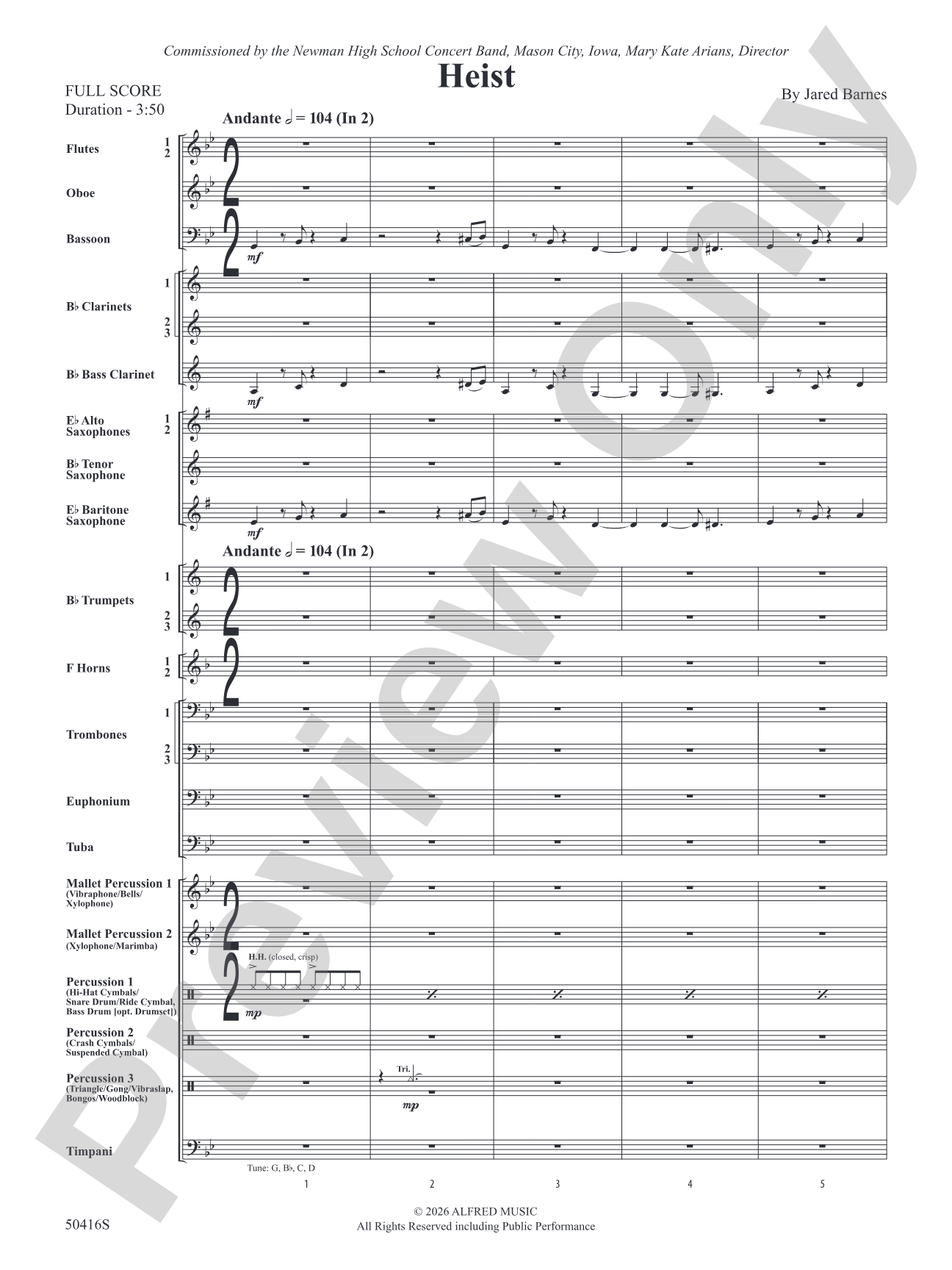 Heist: Concert Band Conductor Score & Parts