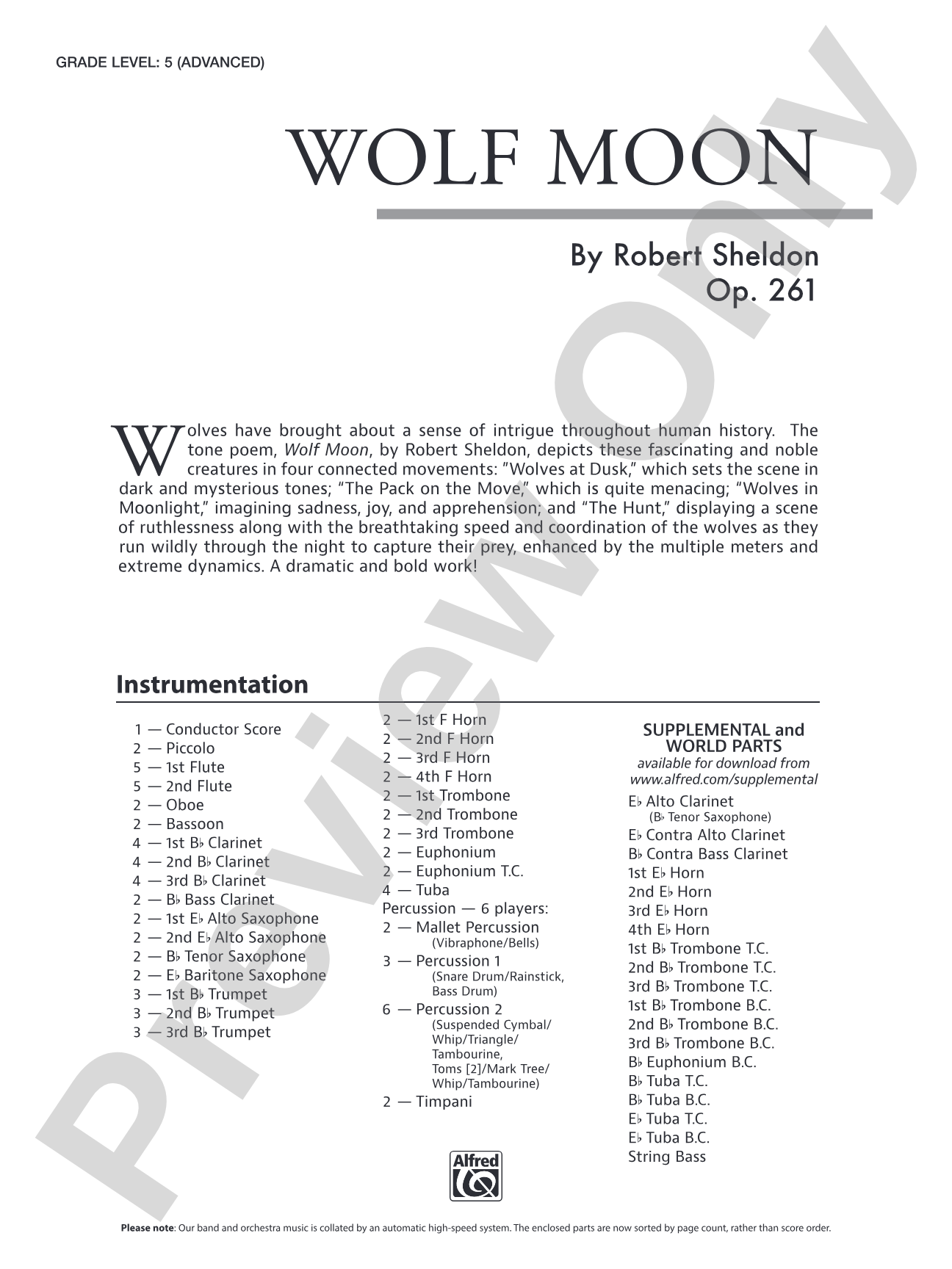 Wolf Moon: Concert Band Conductor Score & Parts
