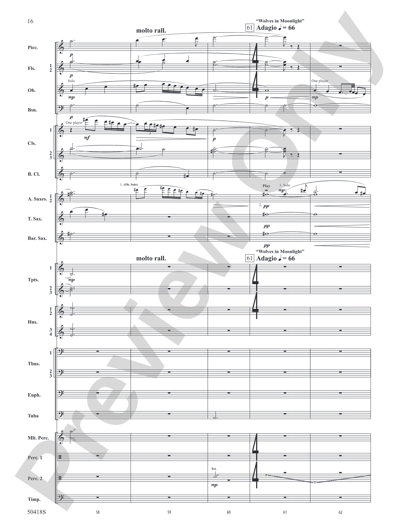 Wolf Moon: Concert Band Conductor Score & Parts