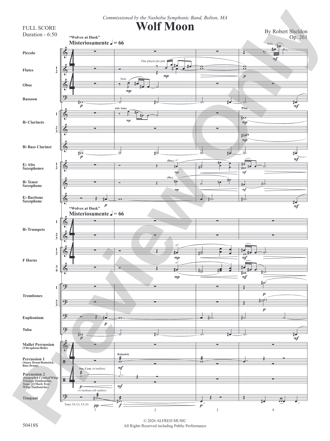 Wolf Moon: Concert Band Conductor Score & Parts
