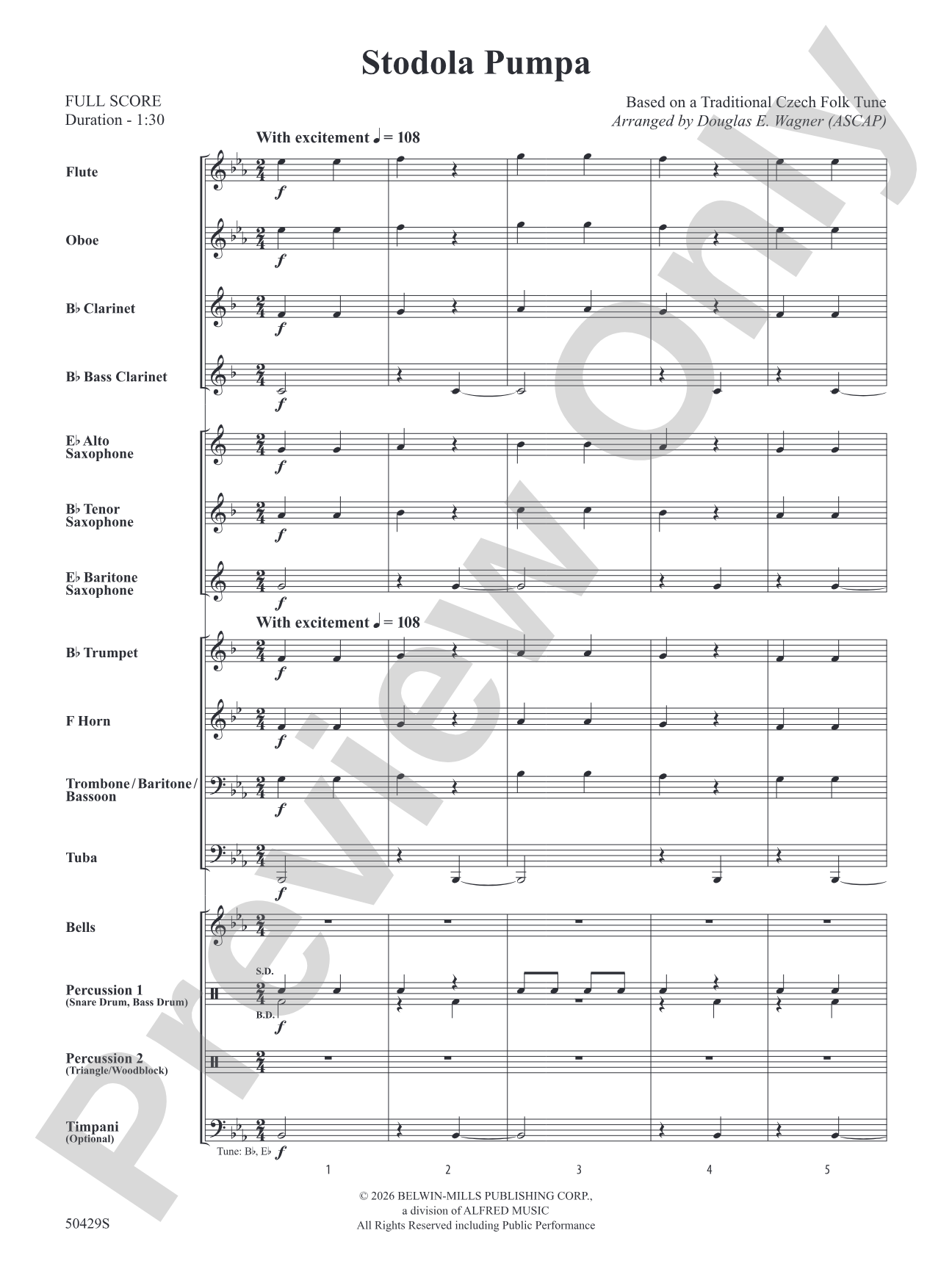 Stodola Pumpa: Concert Band Conductor Score & Parts