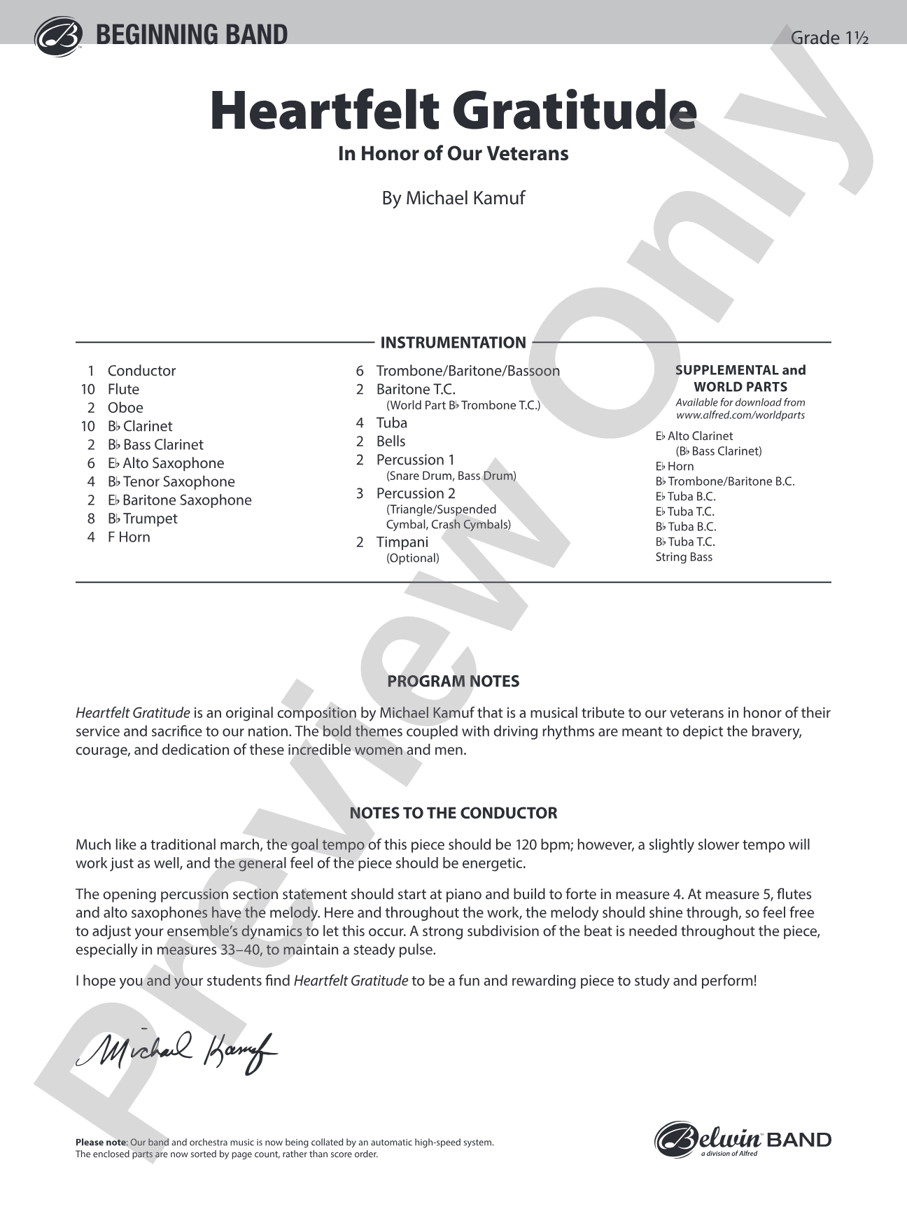 Heartfelt Gratitude: Concert Band Conductor Score & Parts