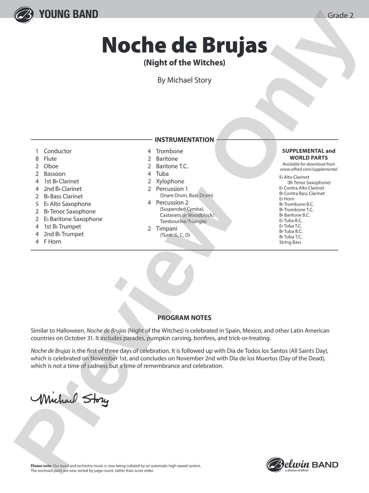 Noche de Brujas: Concert Band Conductor Score & Parts