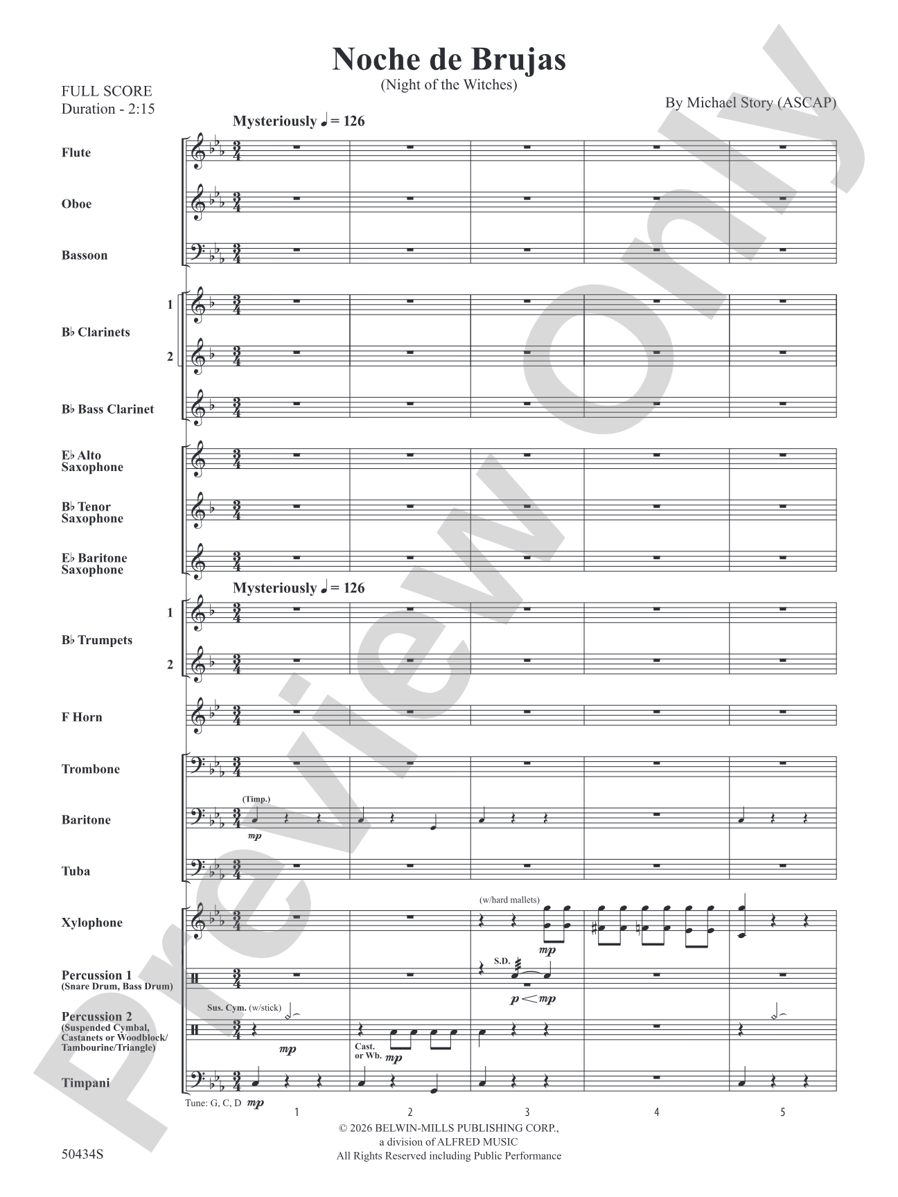 Noche de Brujas: Concert Band Conductor Score & Parts