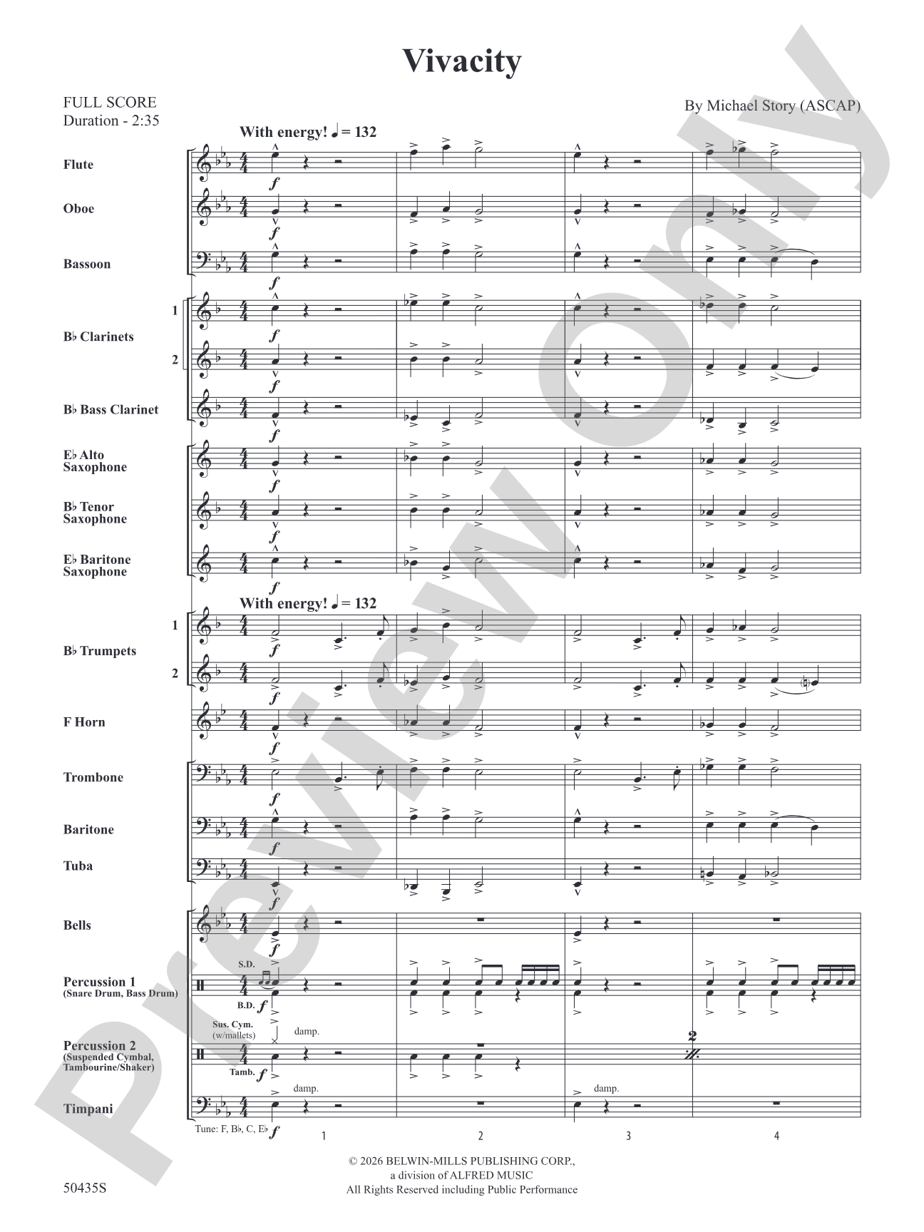 Vivacity: Concert Band Conductor Score & Parts