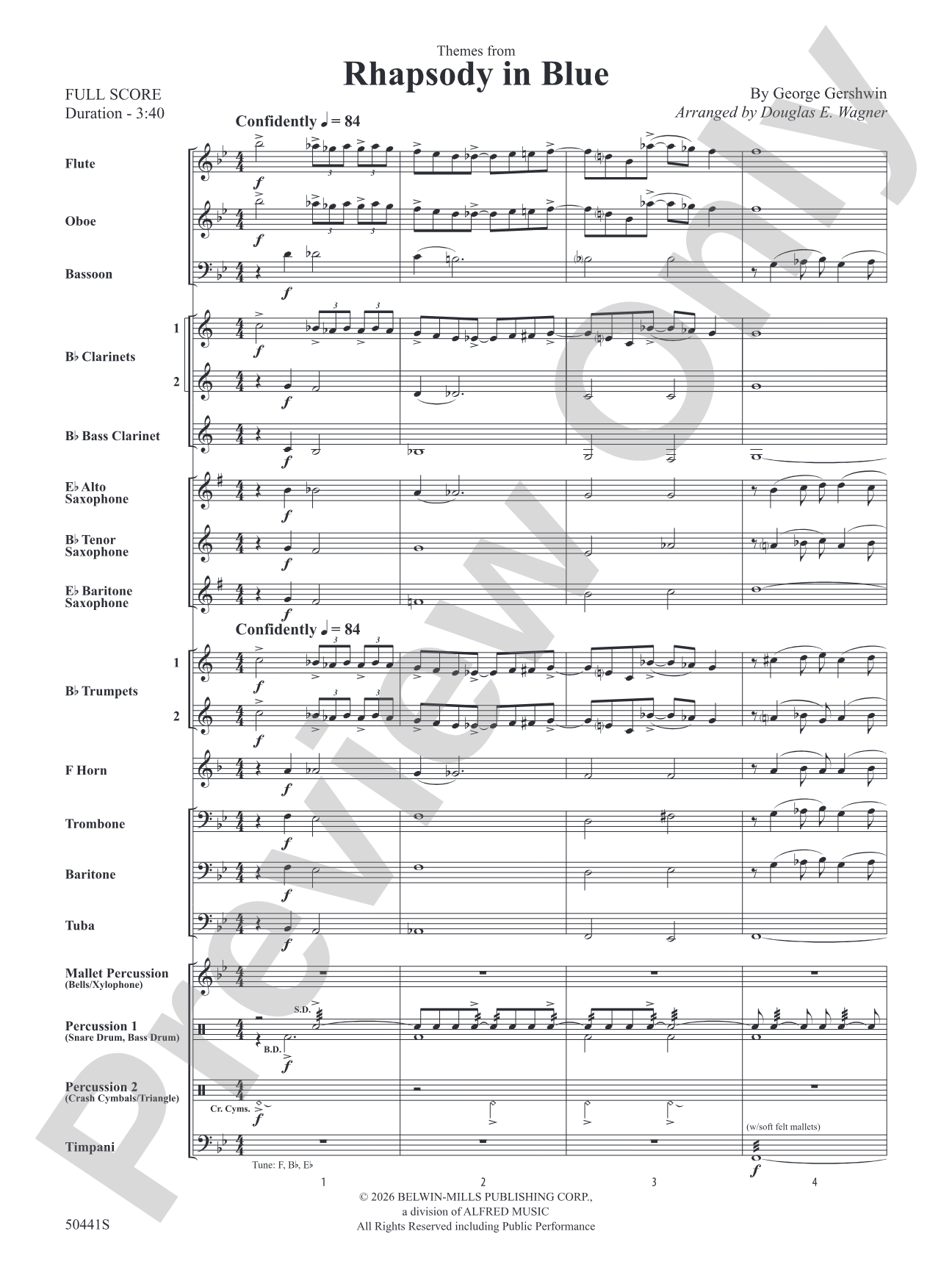 Rhapsody in Blue: Concert Band Conductor Score & Parts