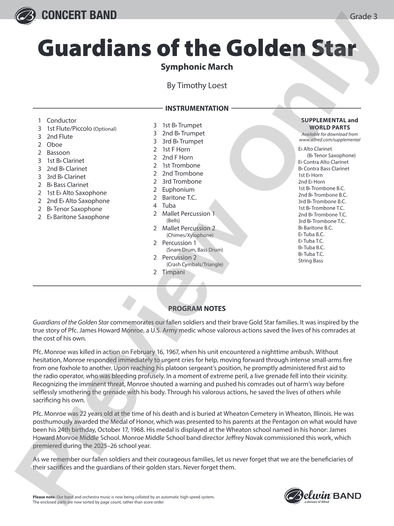 Guardians of the Golden Star: Concert Band Conductor Score & Parts
