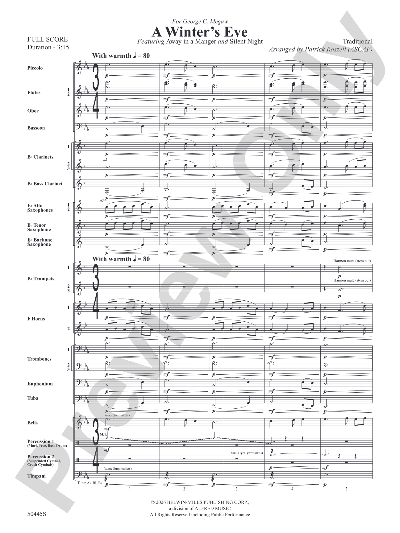 A Winter's Eve: Concert Band Conductor Score & Parts