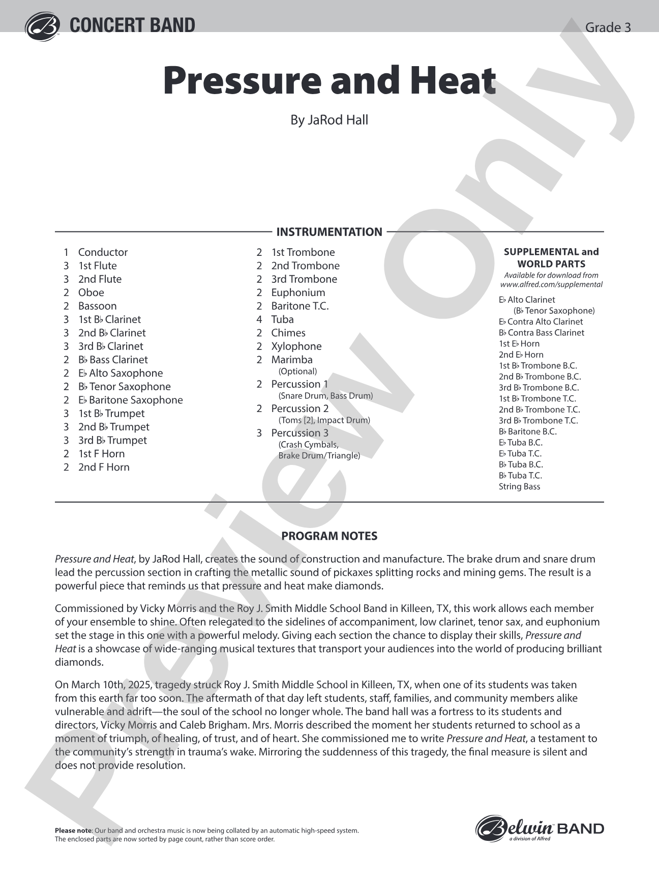 Pressure and Heat: Concert Band Conductor Score & Parts