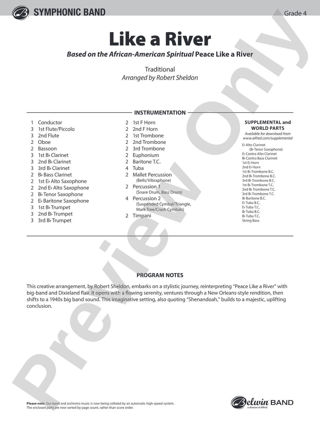 Like a River: Concert Band Conductor Score & Parts