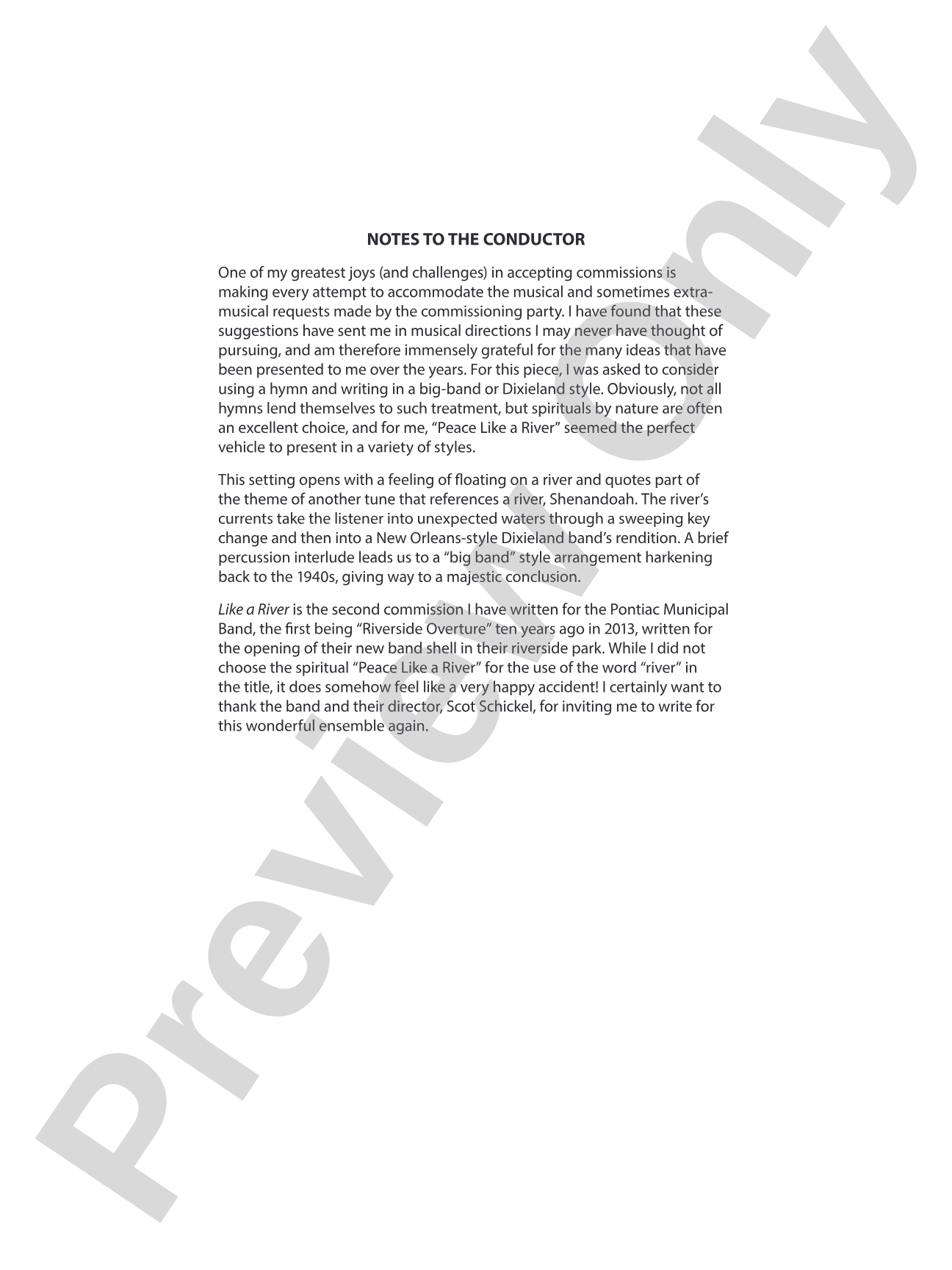 Like a River: Concert Band Conductor Score & Parts