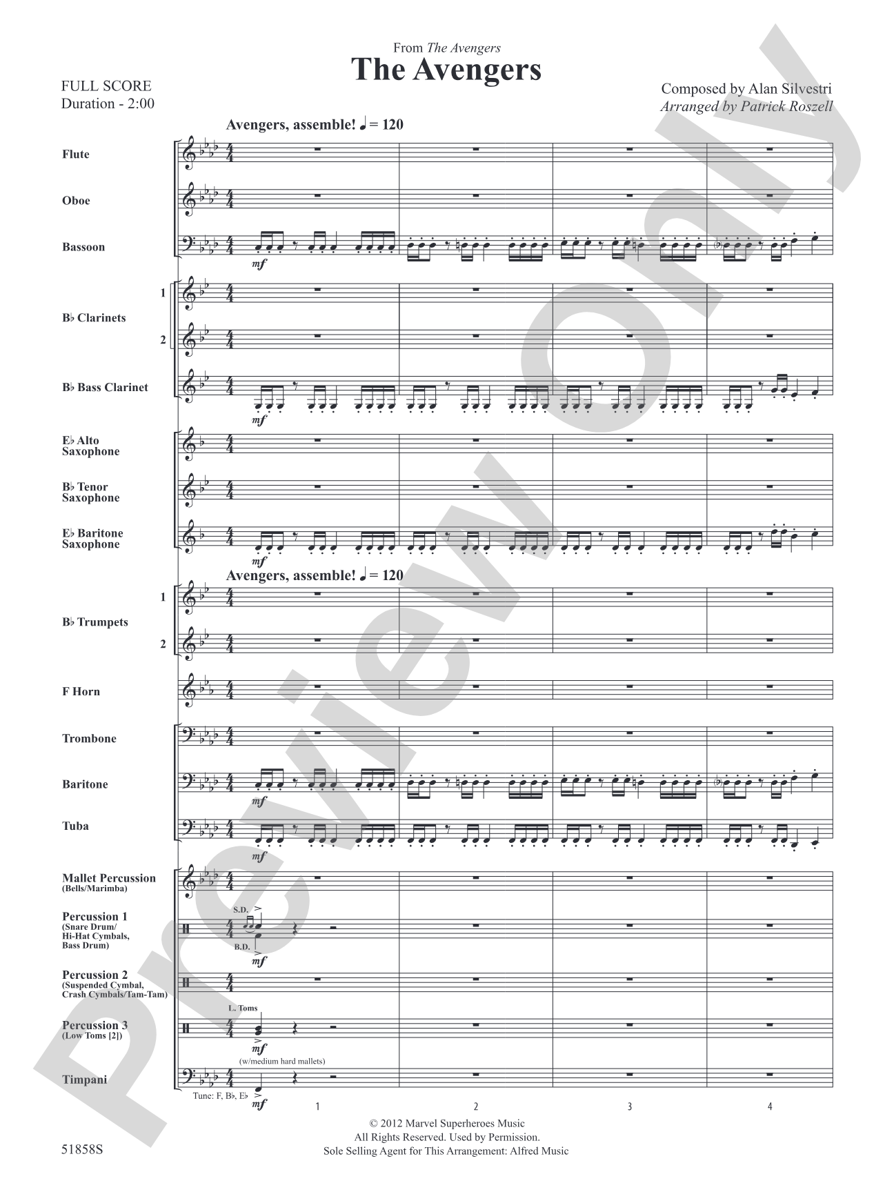 The Avengers: Concert Band Conductor Score & Parts