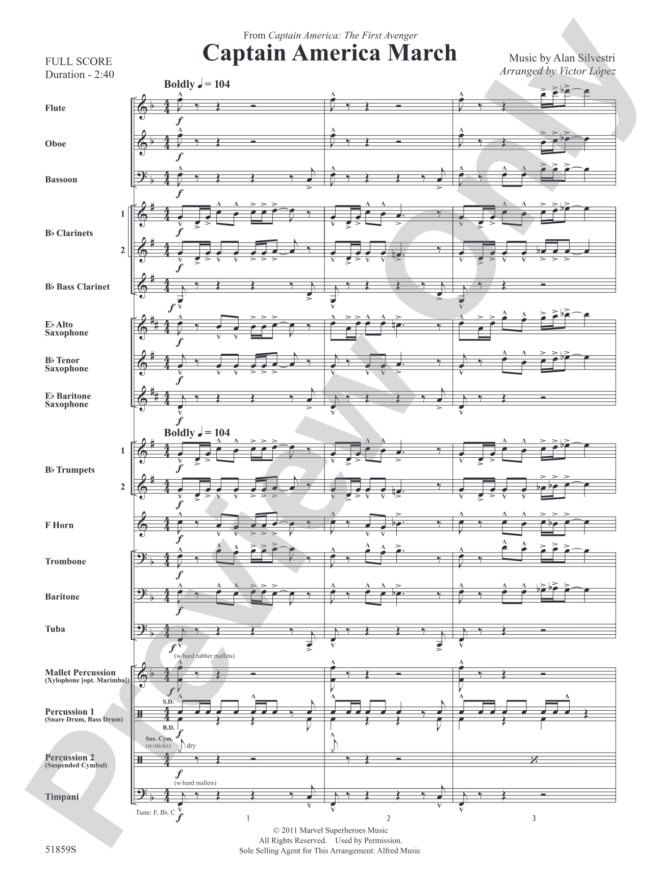 Captain America March: Concert Band Conductor Score & Parts