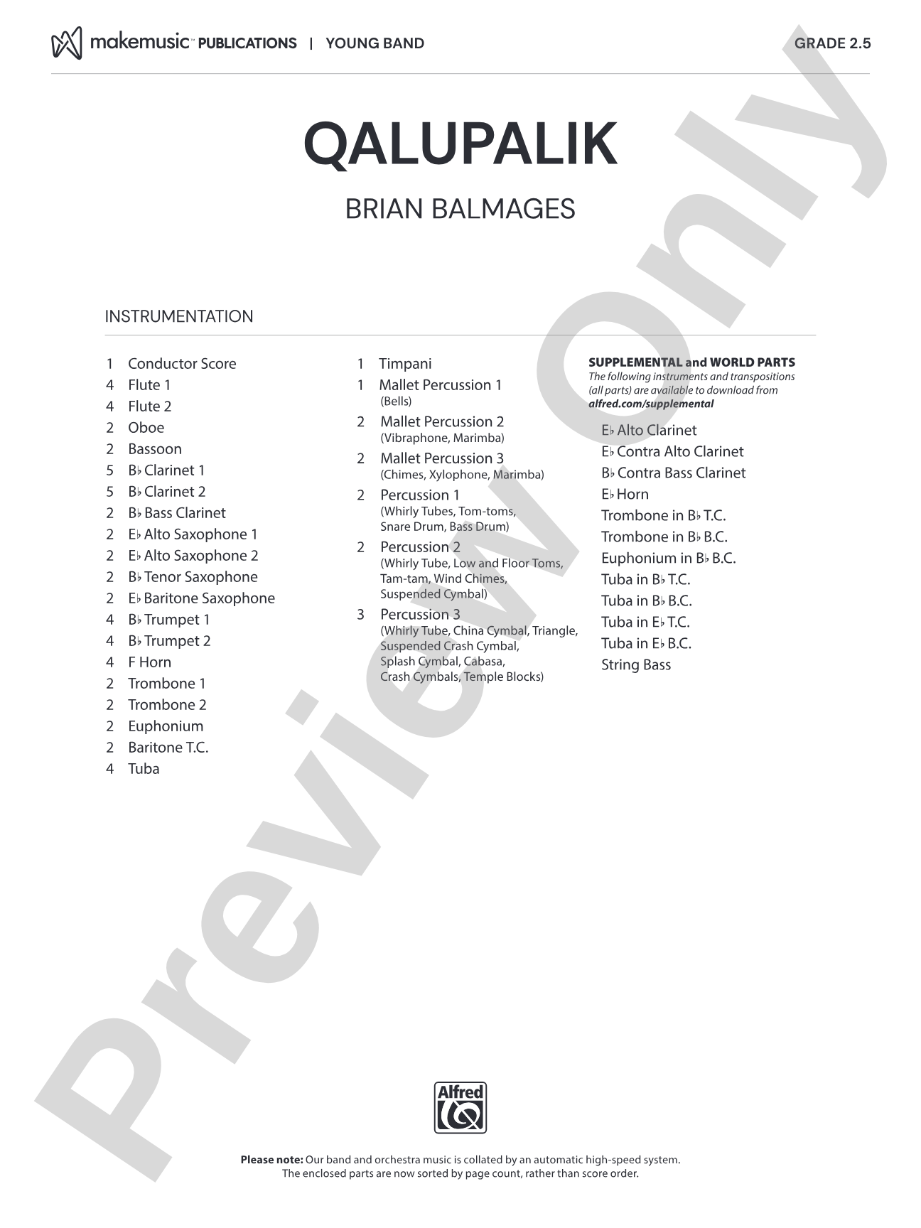 Qalupalik: Concert Band Conductor Score & Parts