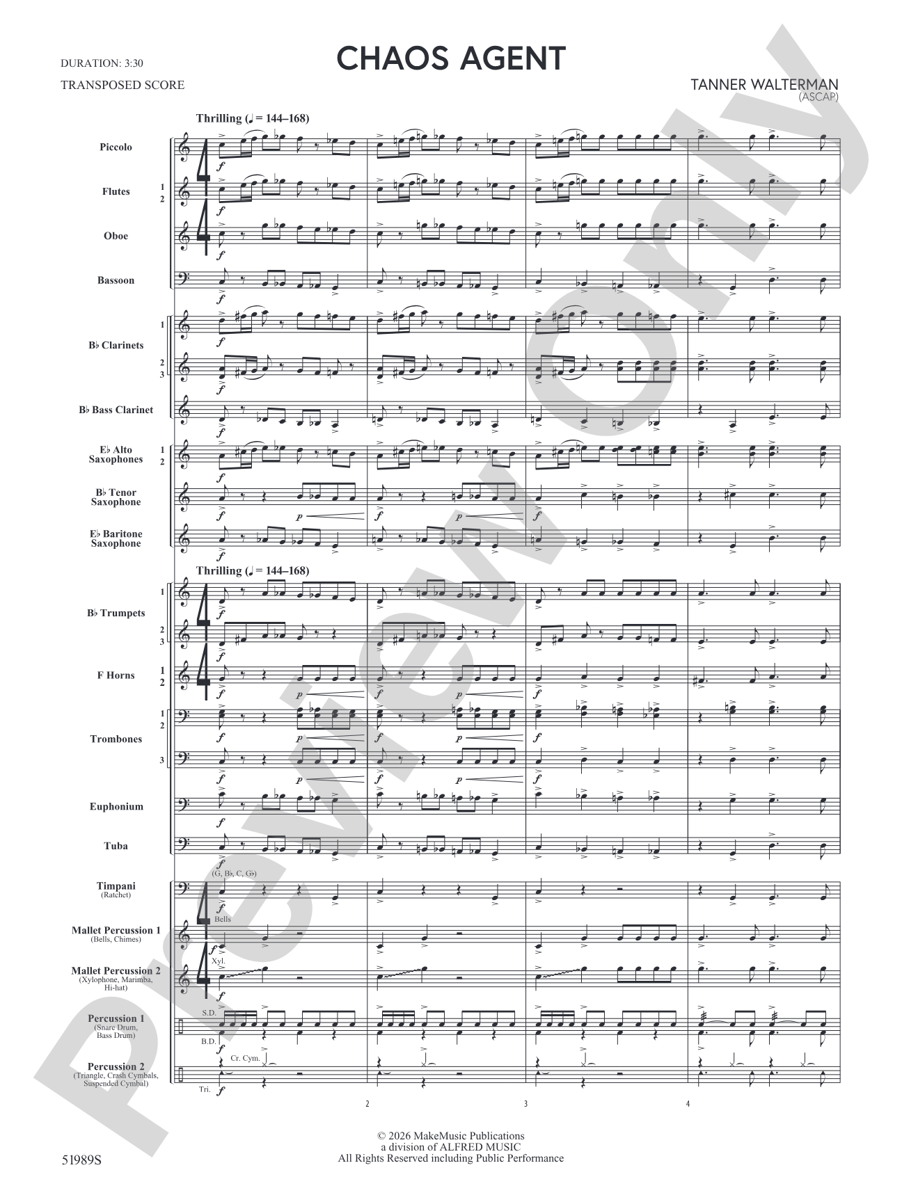 Chaos Agent: Concert Band Conductor Score & Parts