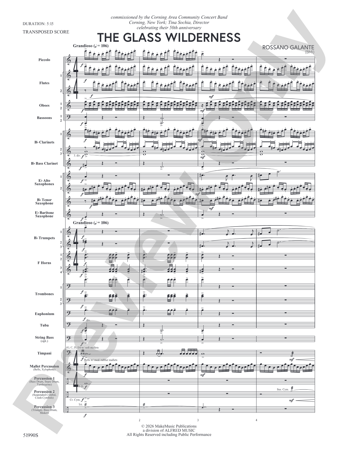 The Glass Wilderness: Concert Band Conductor Score & Parts