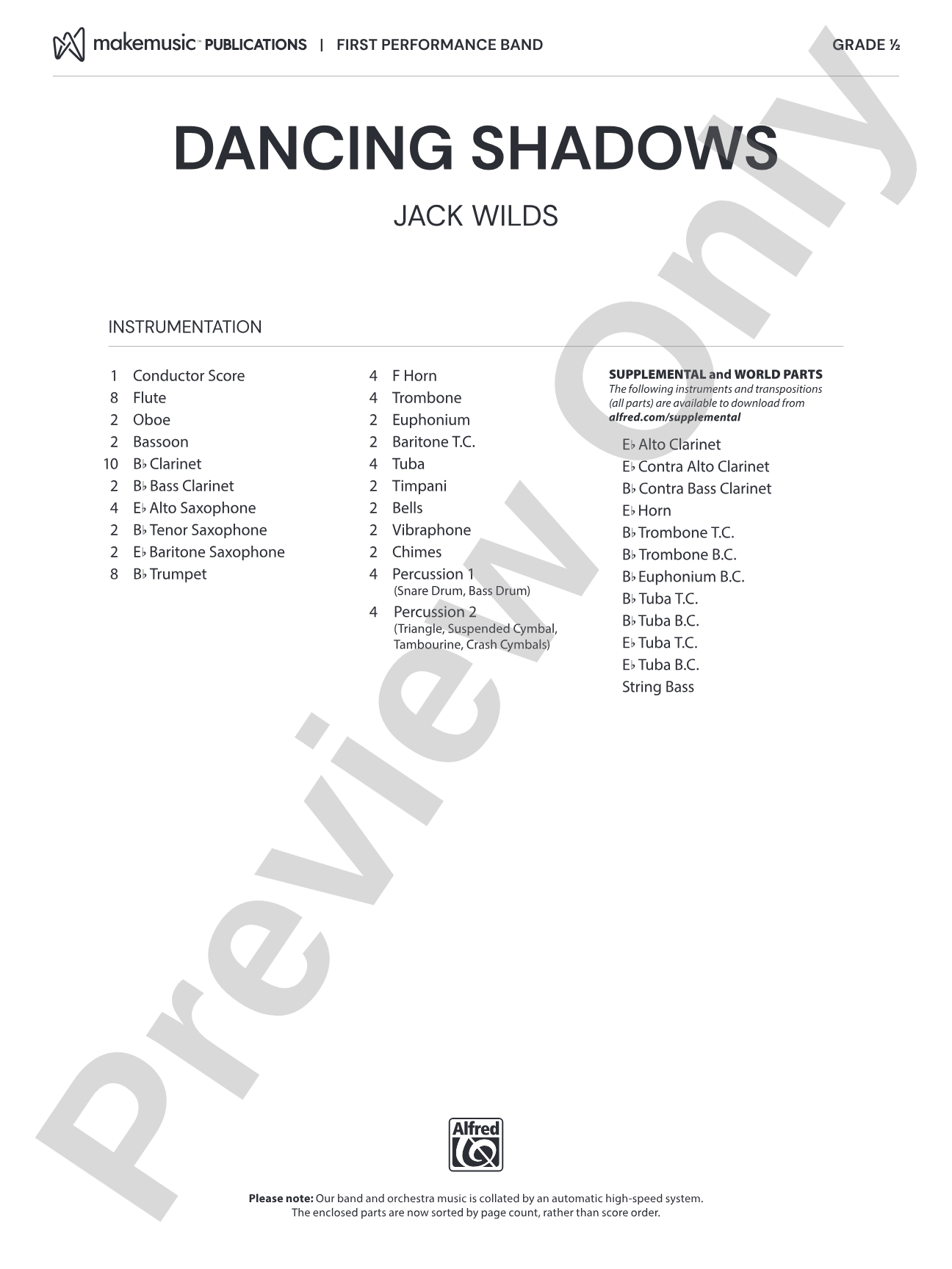 Dancing Shadows: Concert Band Conductor Score & Parts