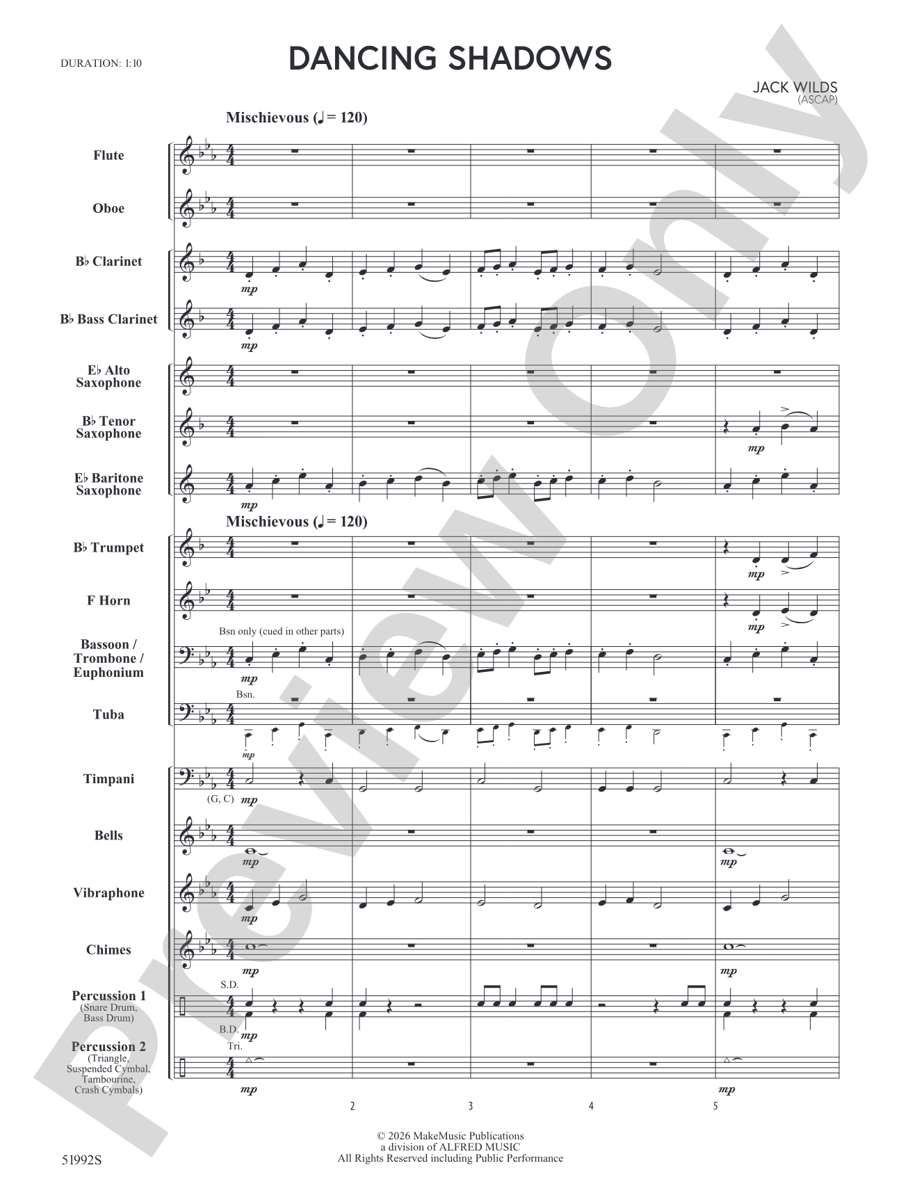 Dancing Shadows: Concert Band Conductor Score & Parts