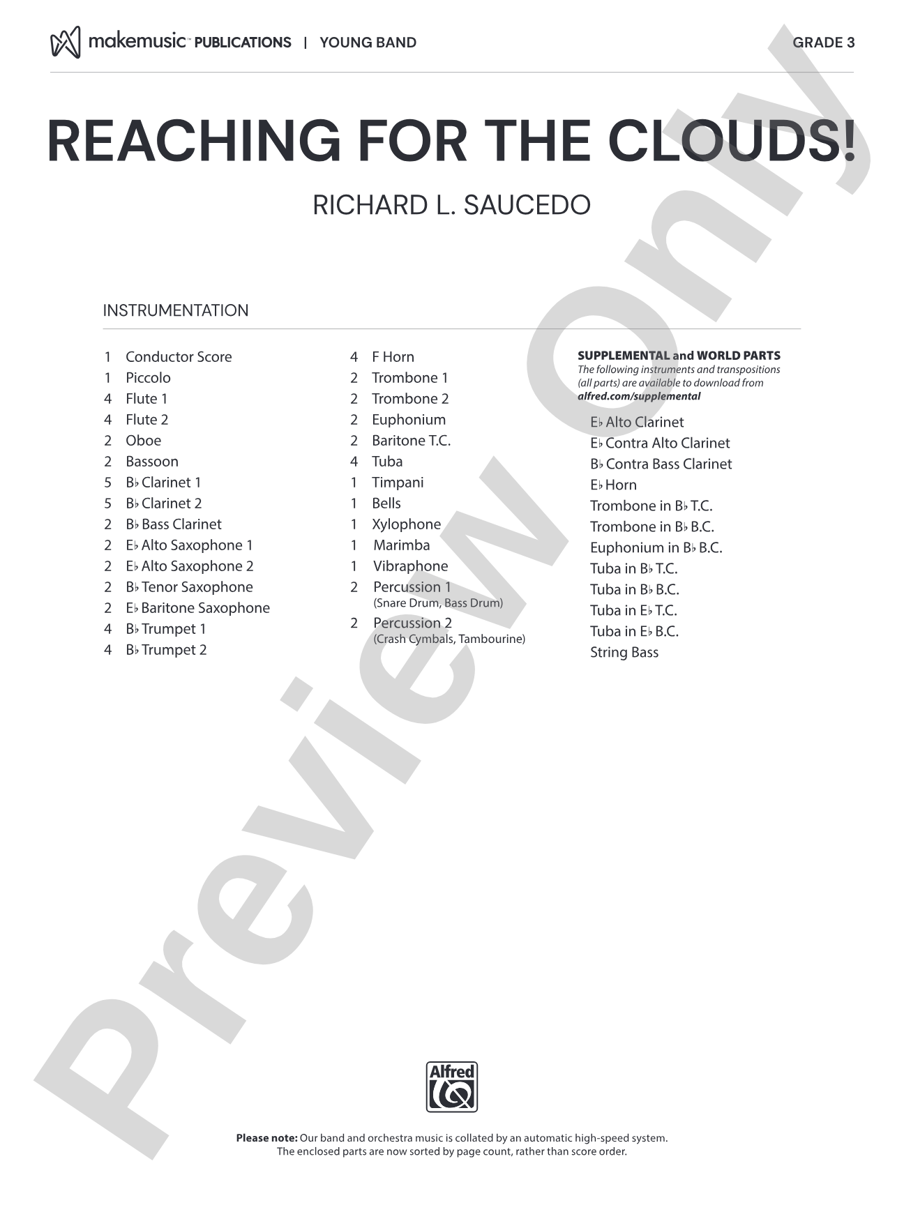 Reaching For the Clouds!: Concert Band Conductor Score & Parts